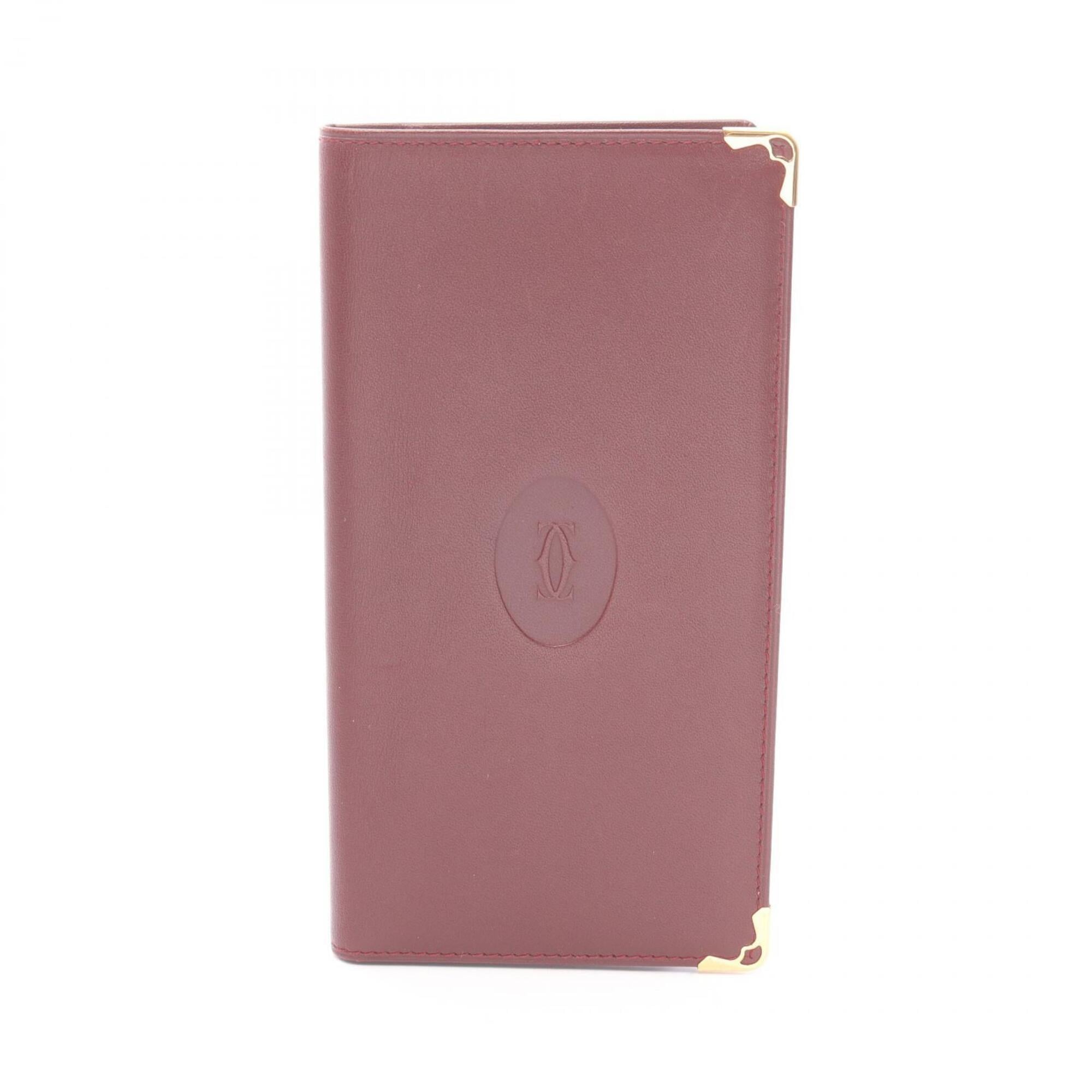 Cartier Bordeaux Leather Long Wallet (Bi-Fold) (Pre-Owned)