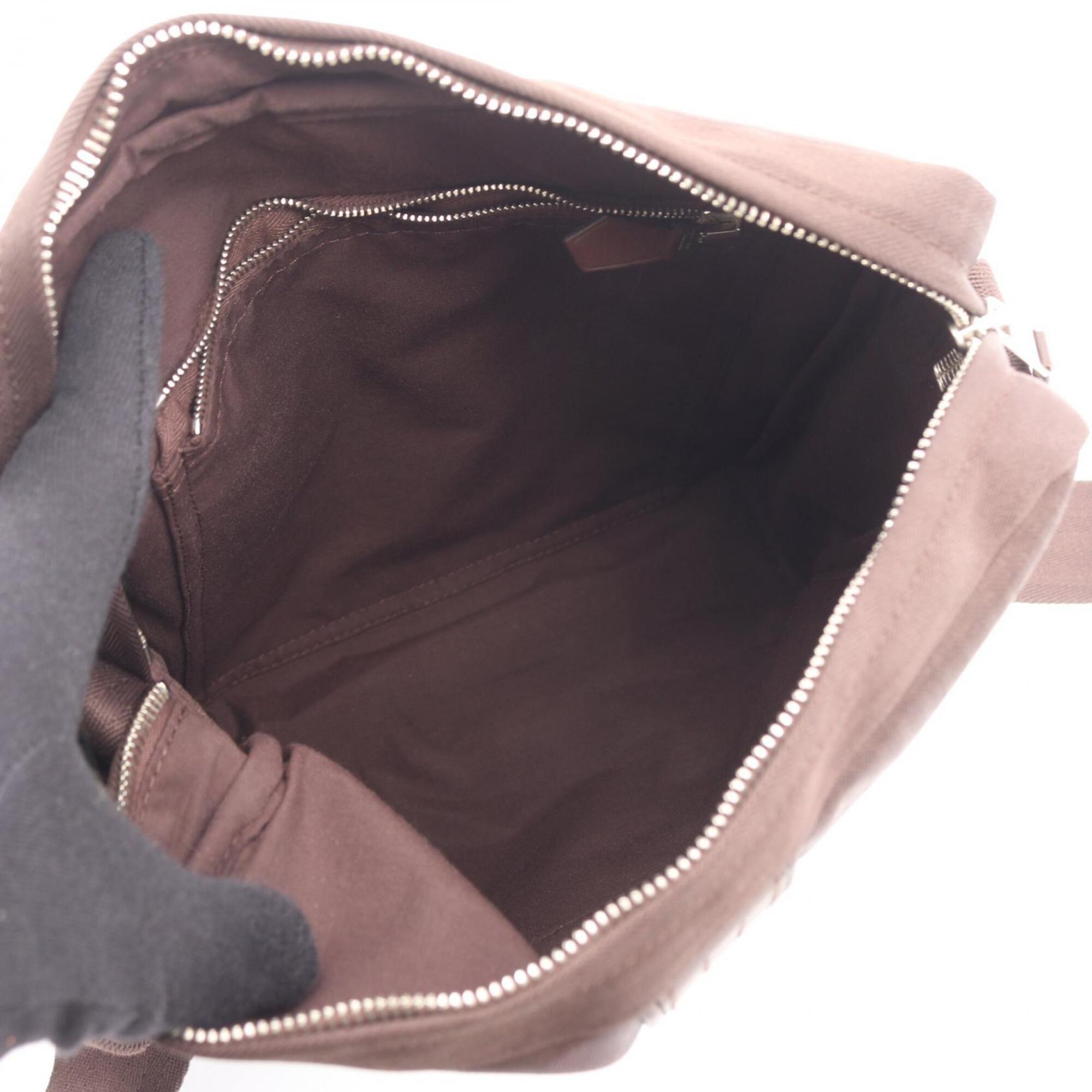 Hermes Brown Toile Chevron Handbag Shoulder Bag (Pre-Owned)