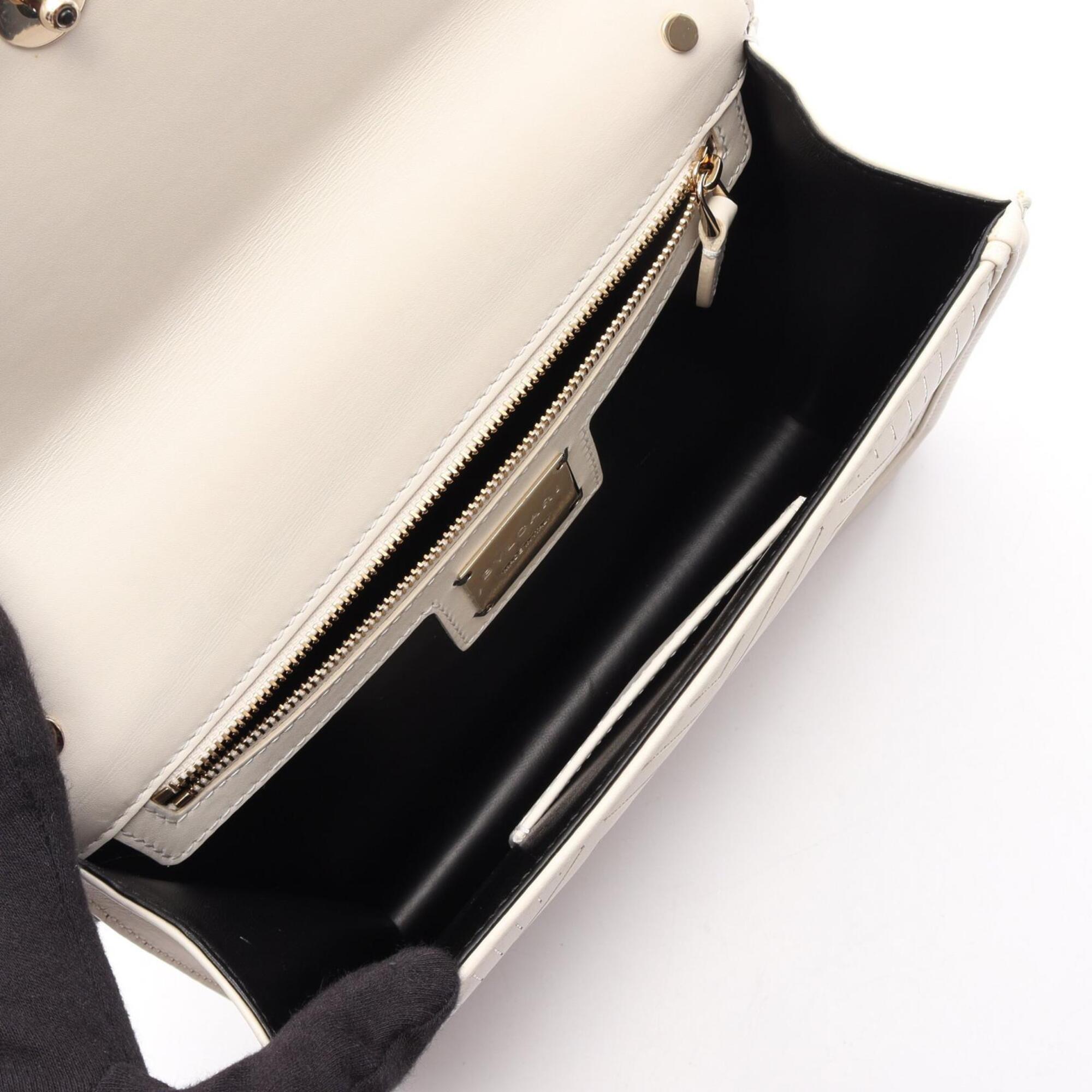 Bvlgari White Leather Handbag Shoulder Bag (Pre-Owned)