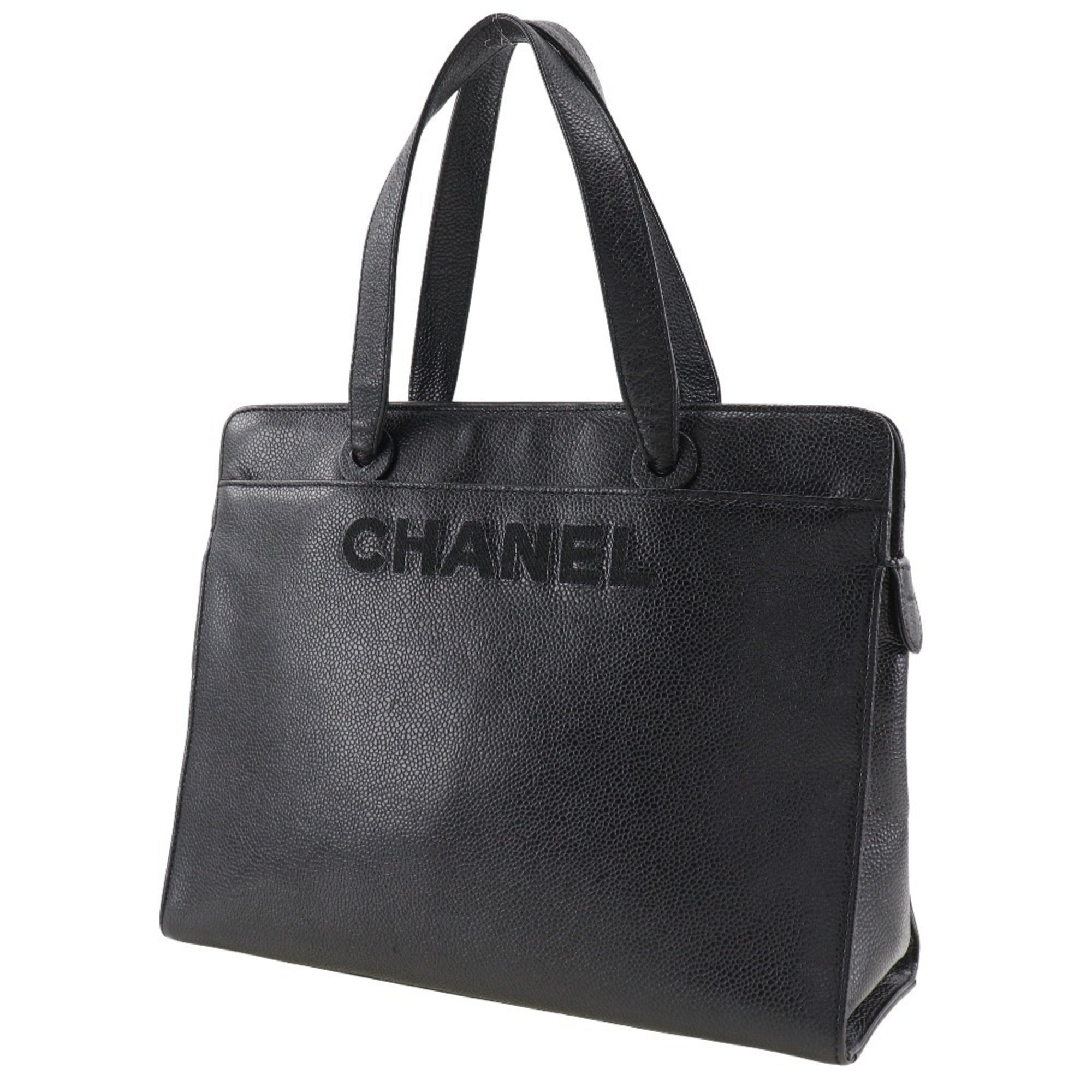 Chanel Black Caviar Leather Handbag (Pre-Owned)