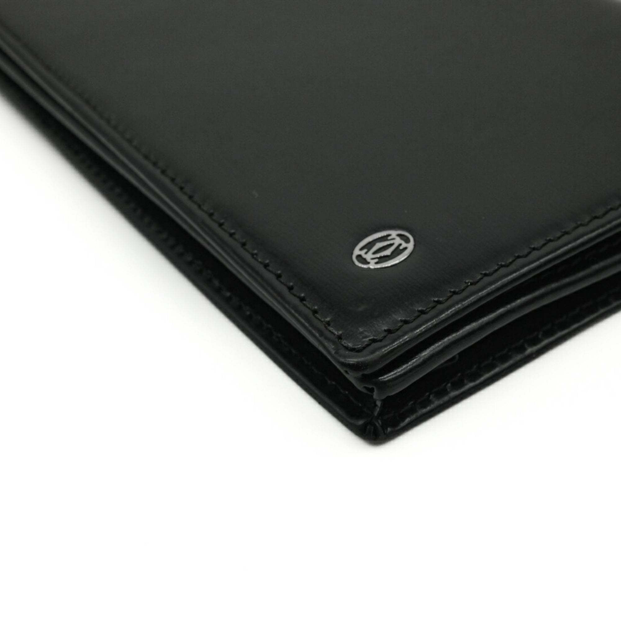 Cartier Black Leather Long Wallet (Bi-Fold) (Pre-Owned)