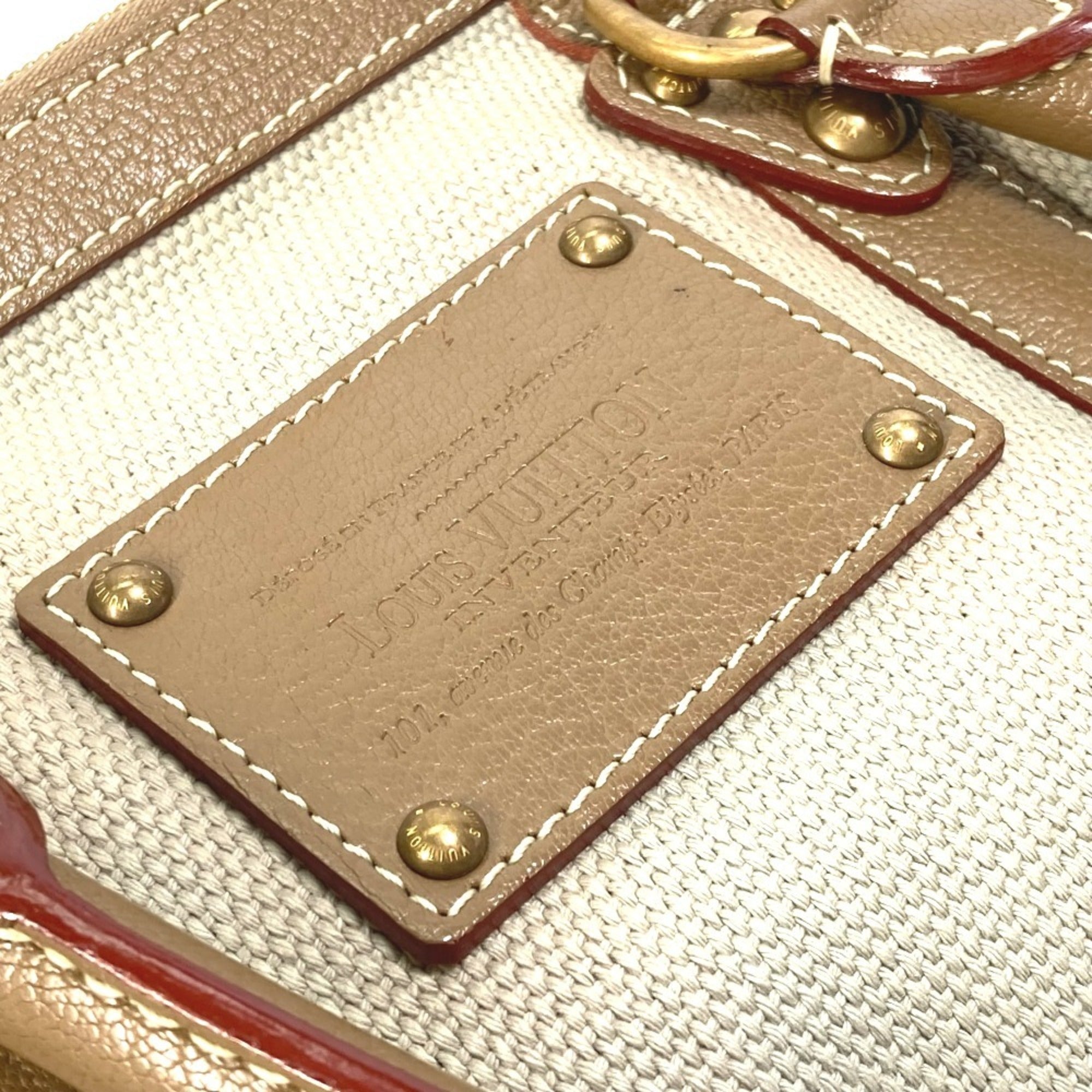 Louis Vuitton Beige Canvas Leather Handbag Shoulder Bag (Pre-Owned)