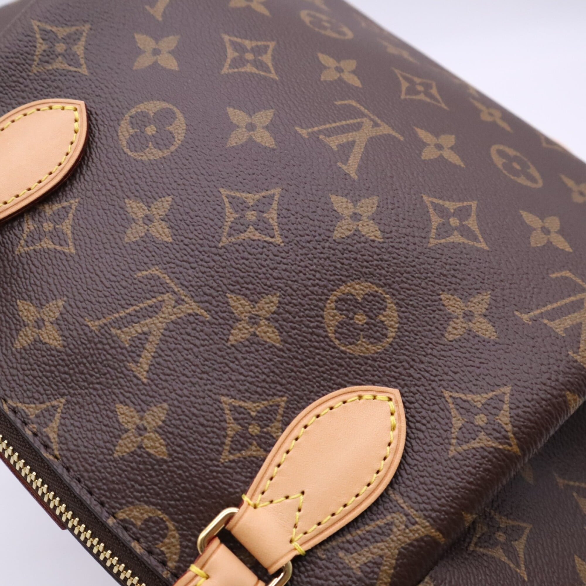 Louis Vuitton Monogram Beige Brown Coated Canvas Leather Handbag Shoulder Bag (Pre-Owned)