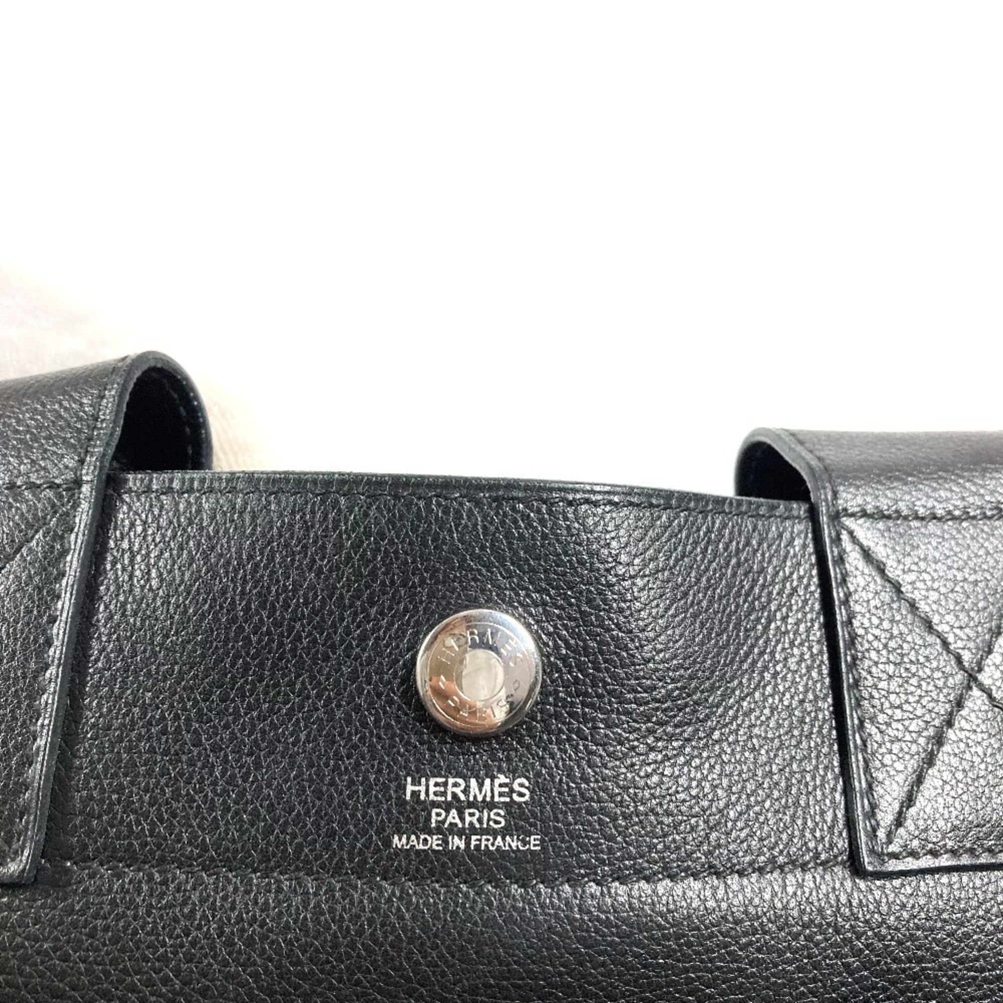 Hermes Black Leather Handbag Tote Bag (Pre-Owned)