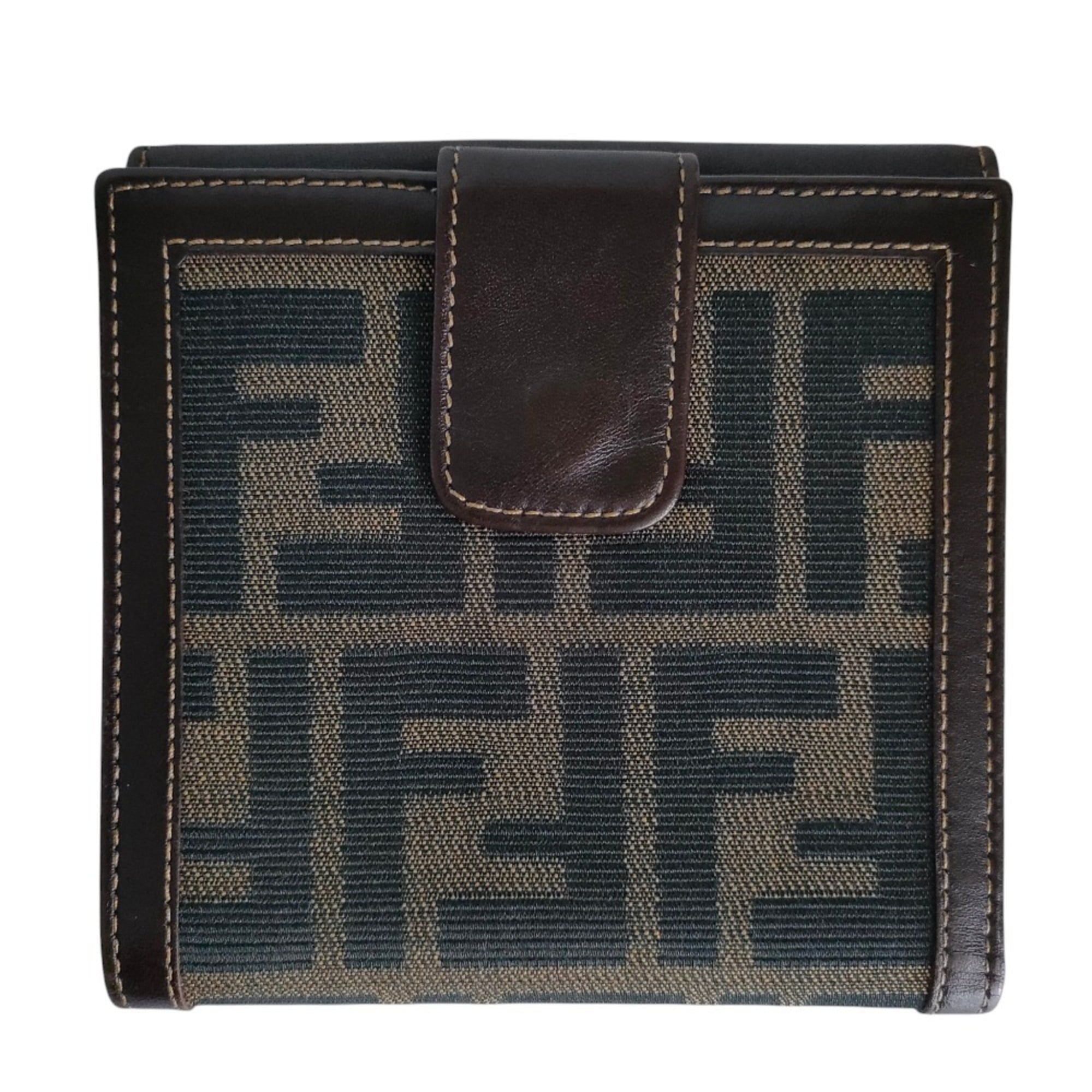 Fendi Zucca Brown Canvas Leather Wallet (Bi-Fold) (Pre-Owned)