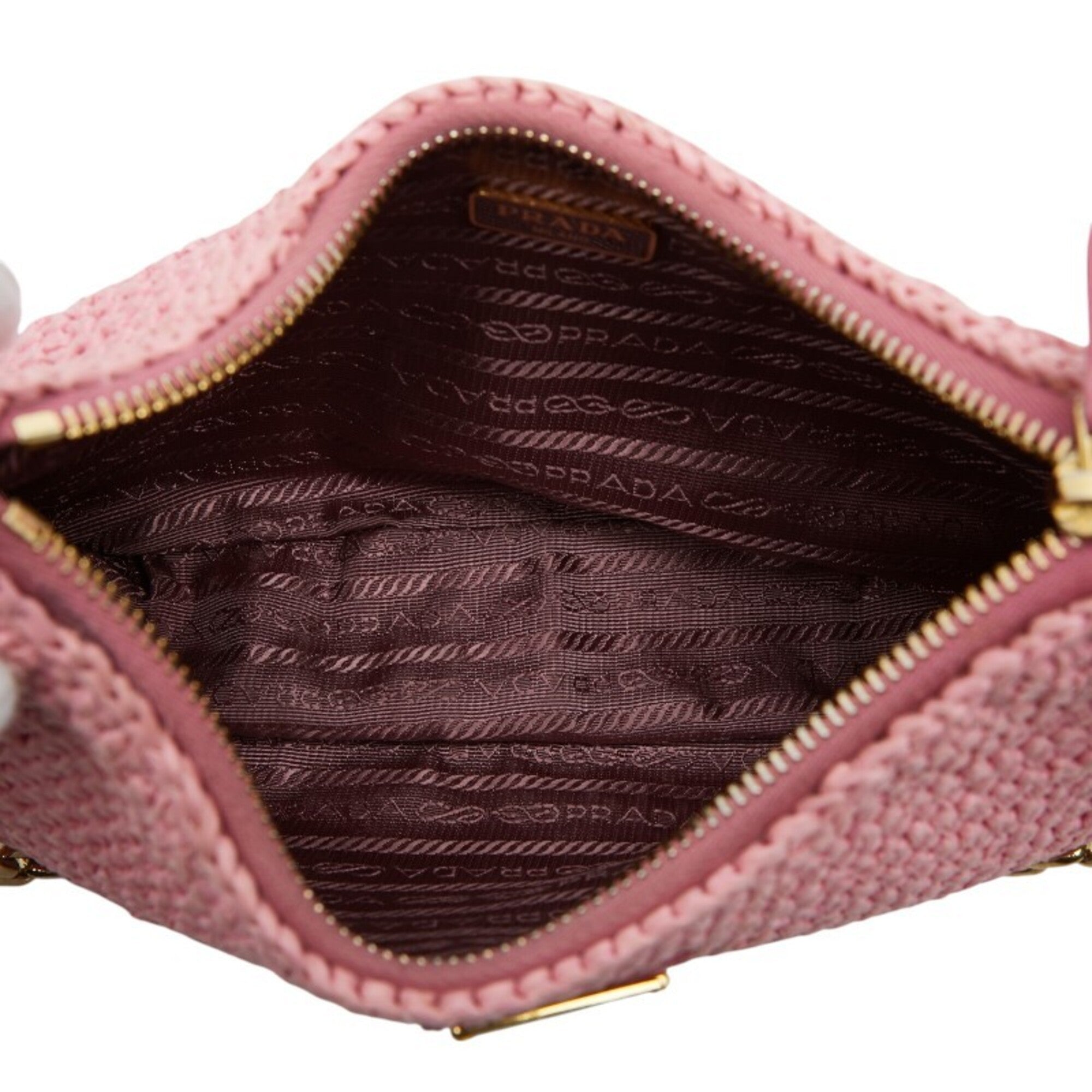 Prada Pink Raffia Leather Shoulder Bag (Pre-Owned)