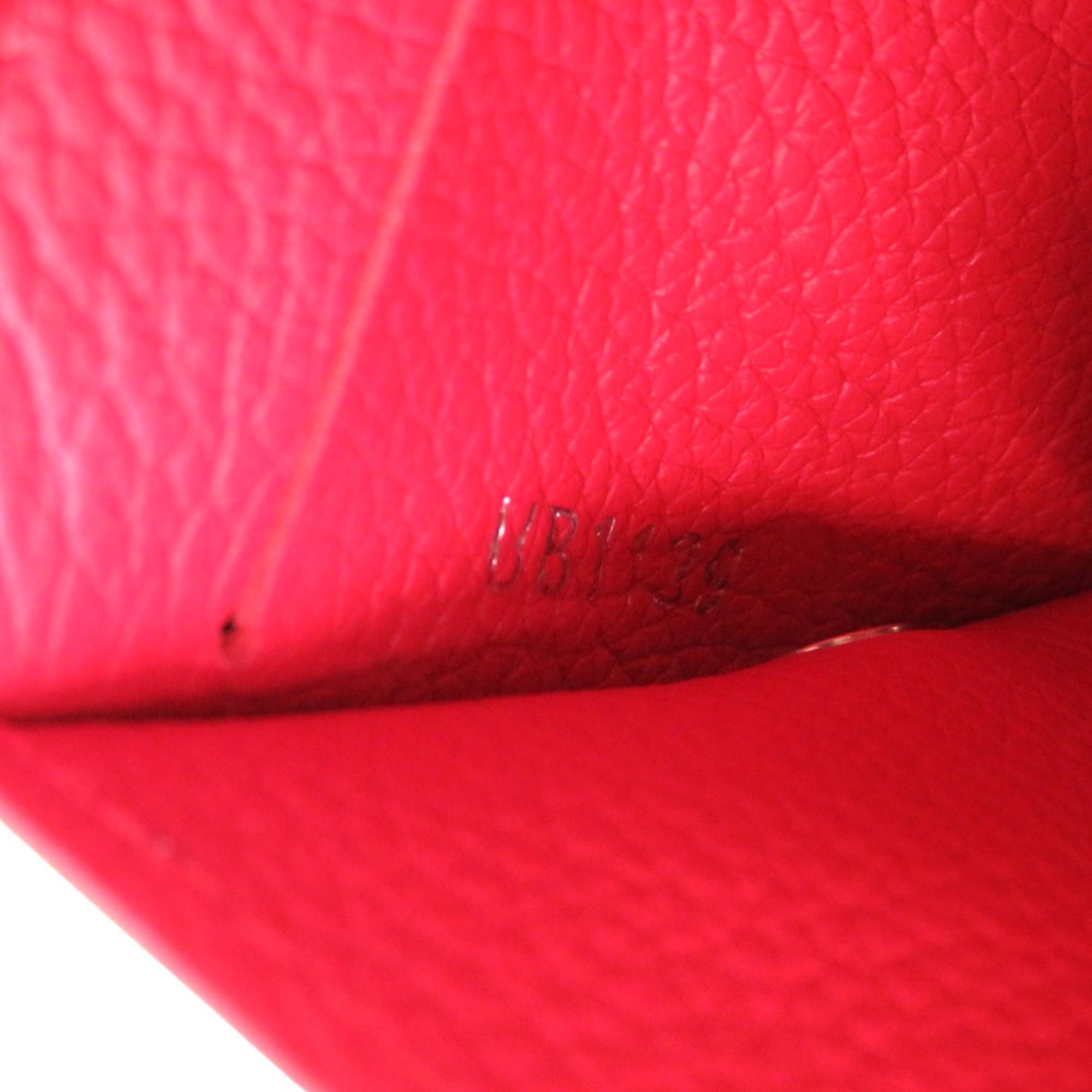 Louis Vuitton Red Color Leather Wallet (Tri-Fold) (Pre-Owned)