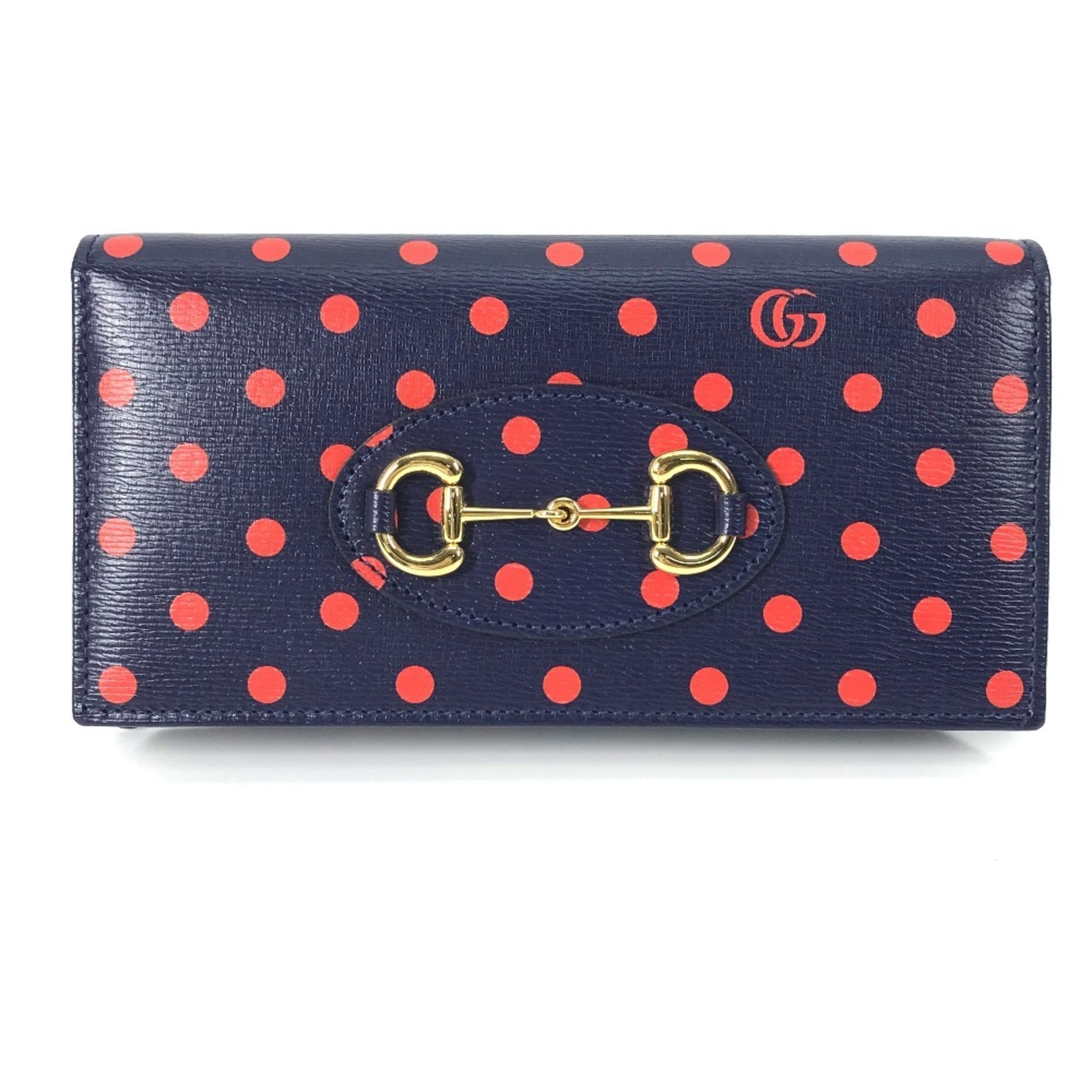 Gucci Navy Red Color Leather Chain/Shoulder Wallet (Pre-Owned)