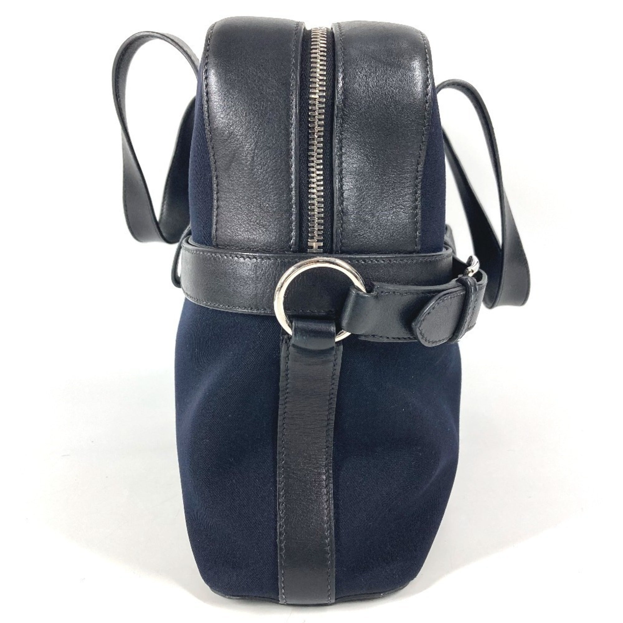 Hermes Black Canvas Leather Briefcase Handbag Tote Bag (Pre-Owned)