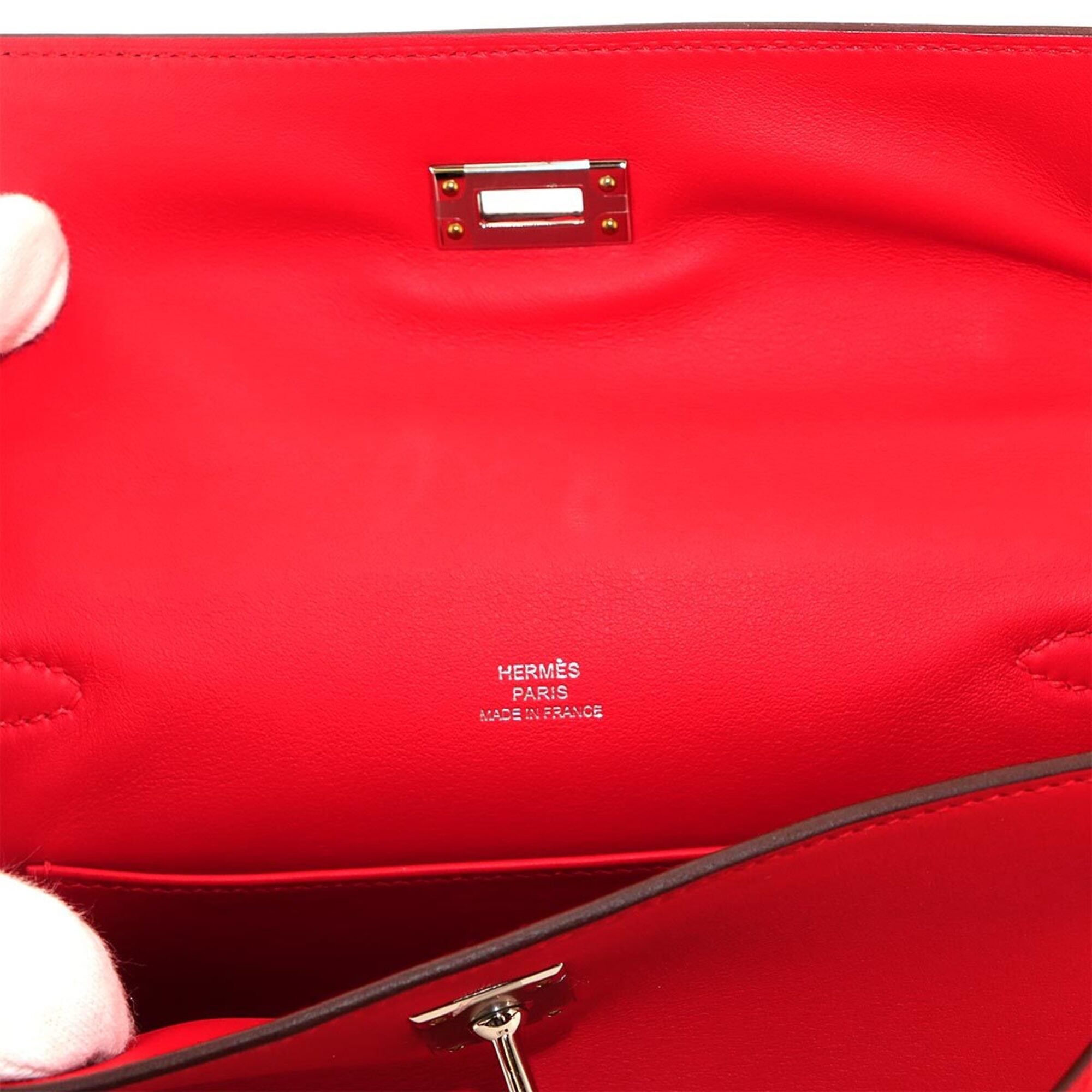 Hermes Red Color Swift Leather Handbag Pochette (Pre-Owned)