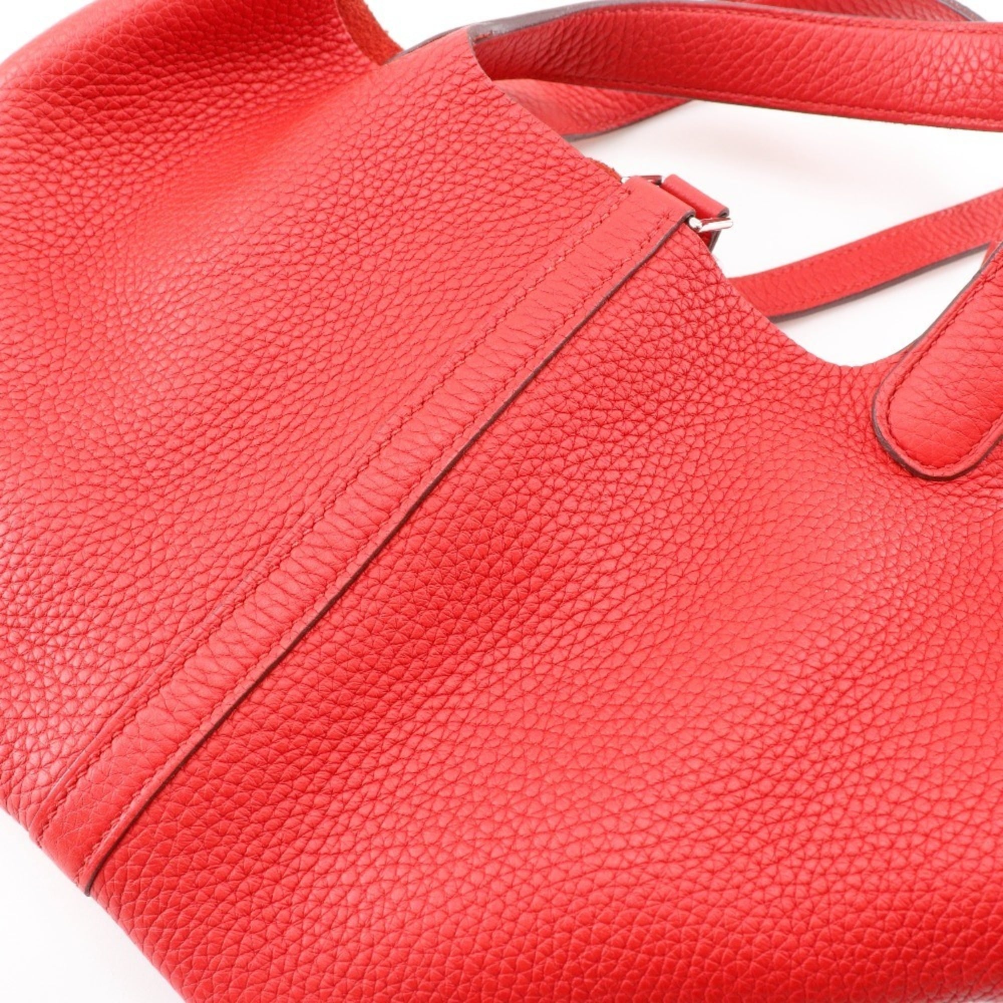 Hermes Picotin Red Color Taurillon Clemence Leather Handbag (Pre-Owned)