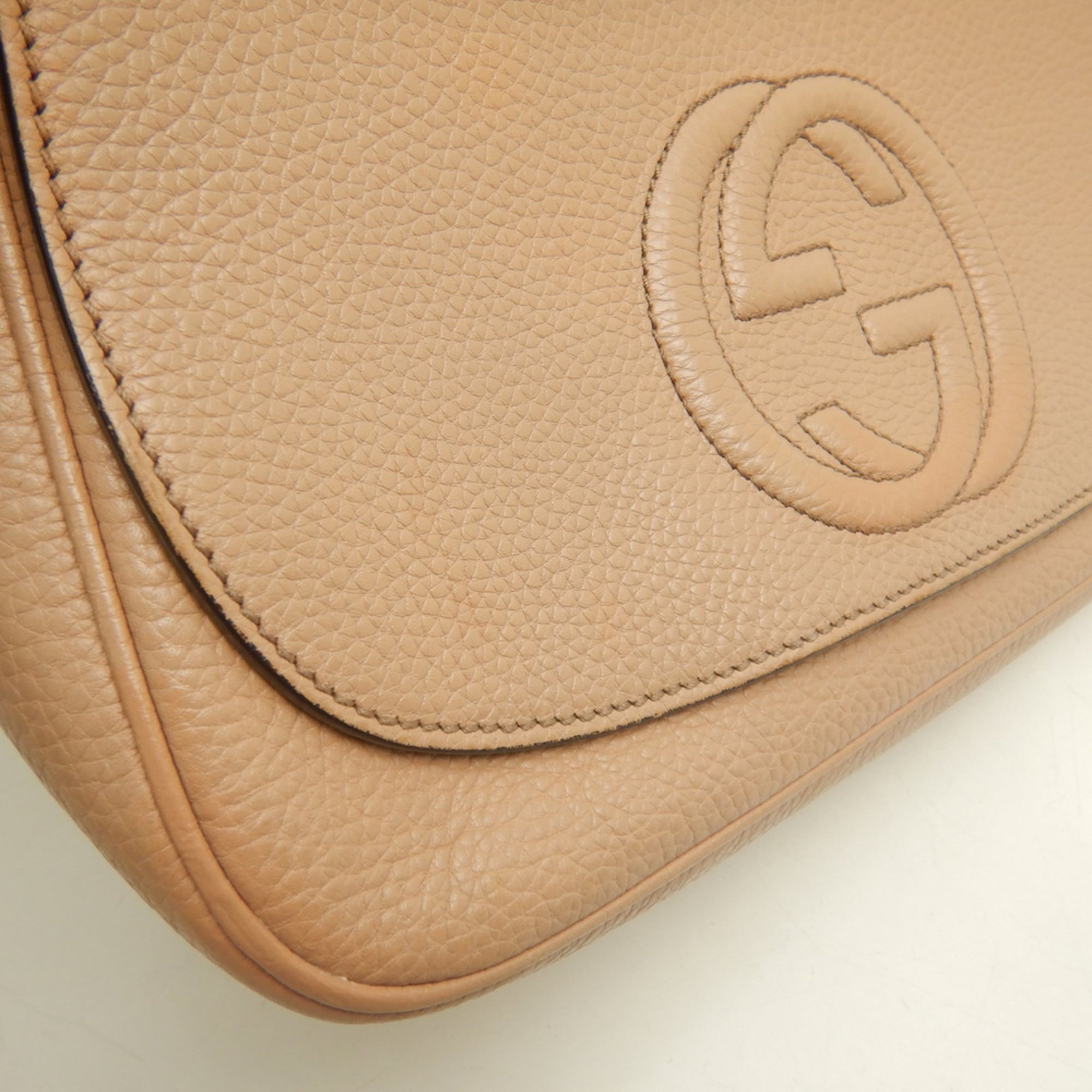 Gucci Pink Beige Leather Shoulder Bag (Pre-Owned)