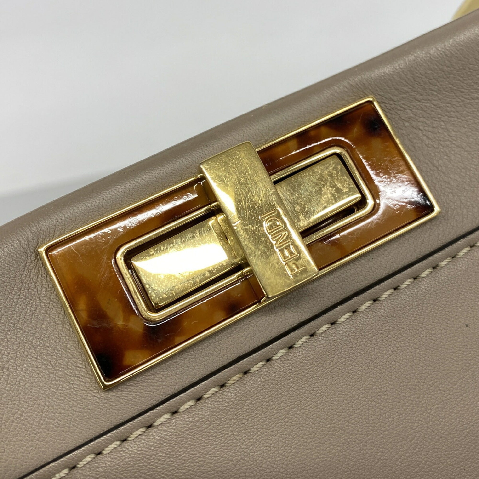 Fendi Grayish Leather Handbag (Pre-Owned)