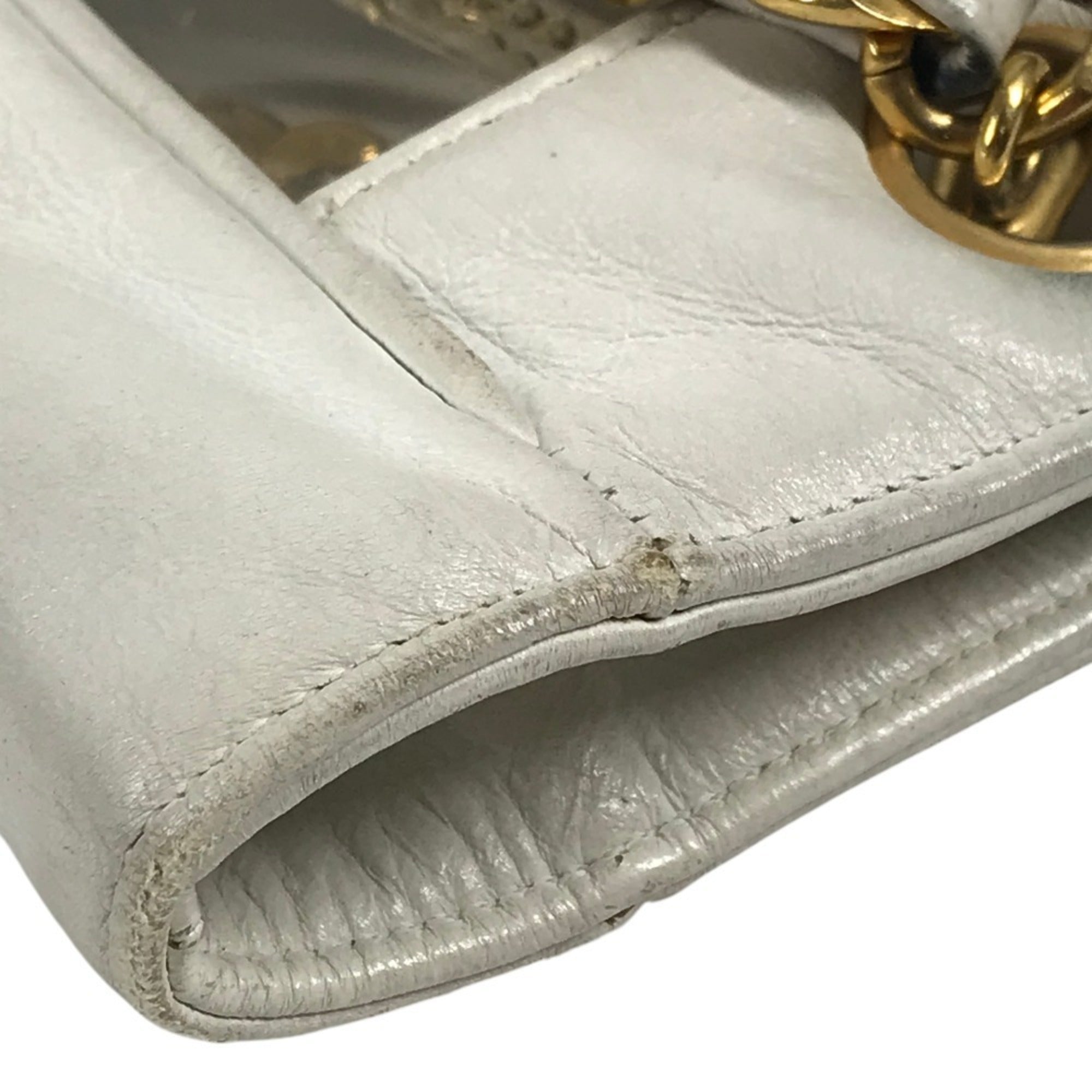 Chanel White Vinyl Leather Shoulder Bag Tote Bag (Pre-Owned)