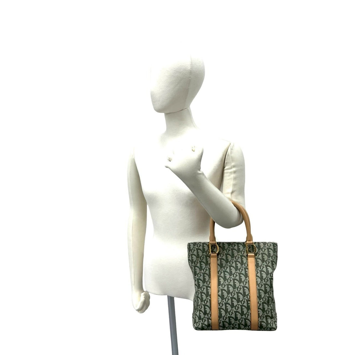 Christian Dior Brown Khaki Canvas Leather Handbag (Pre-Owned)