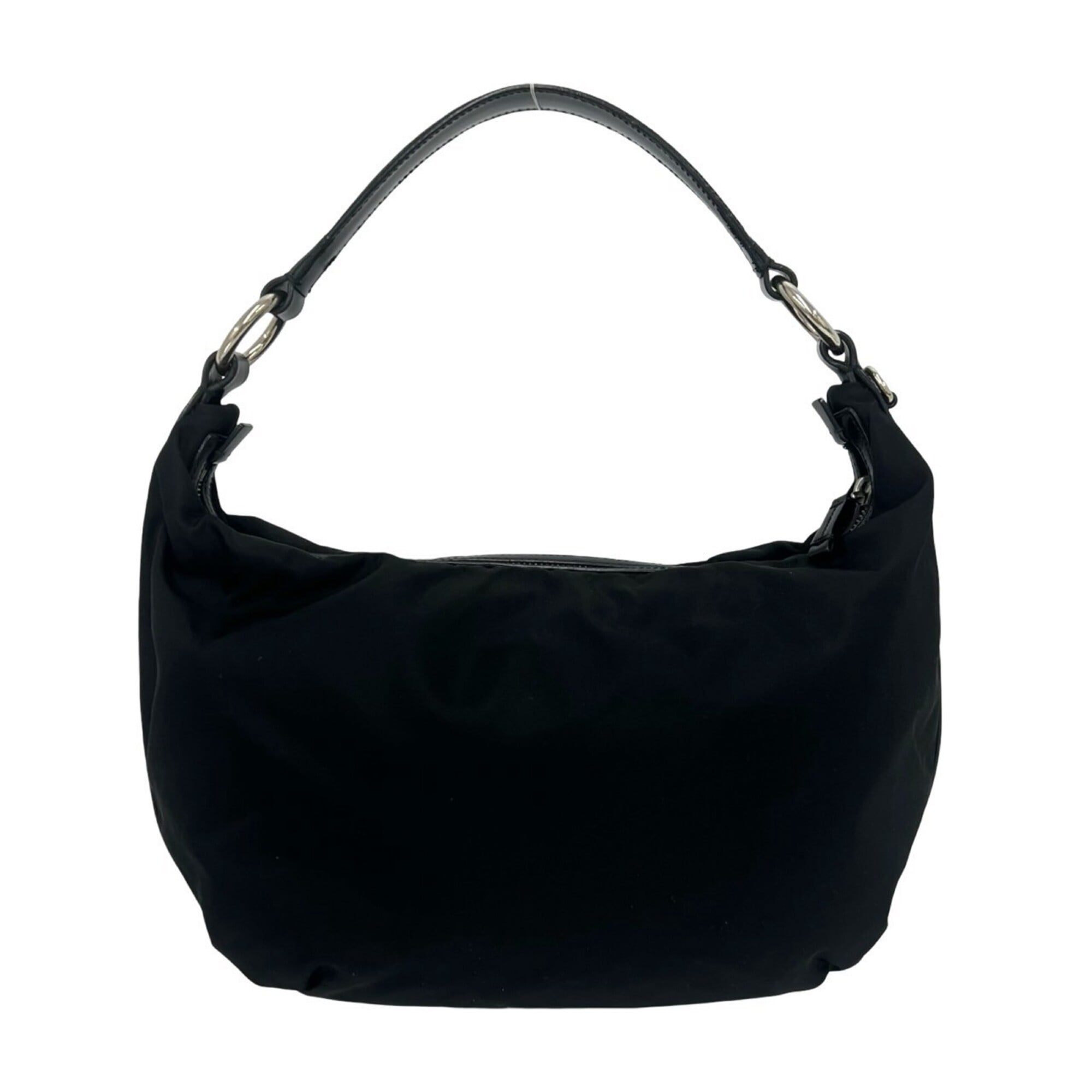 Prada Black Nylon Patent Leather Handbag Shoulder Bag (Pre-Owned)