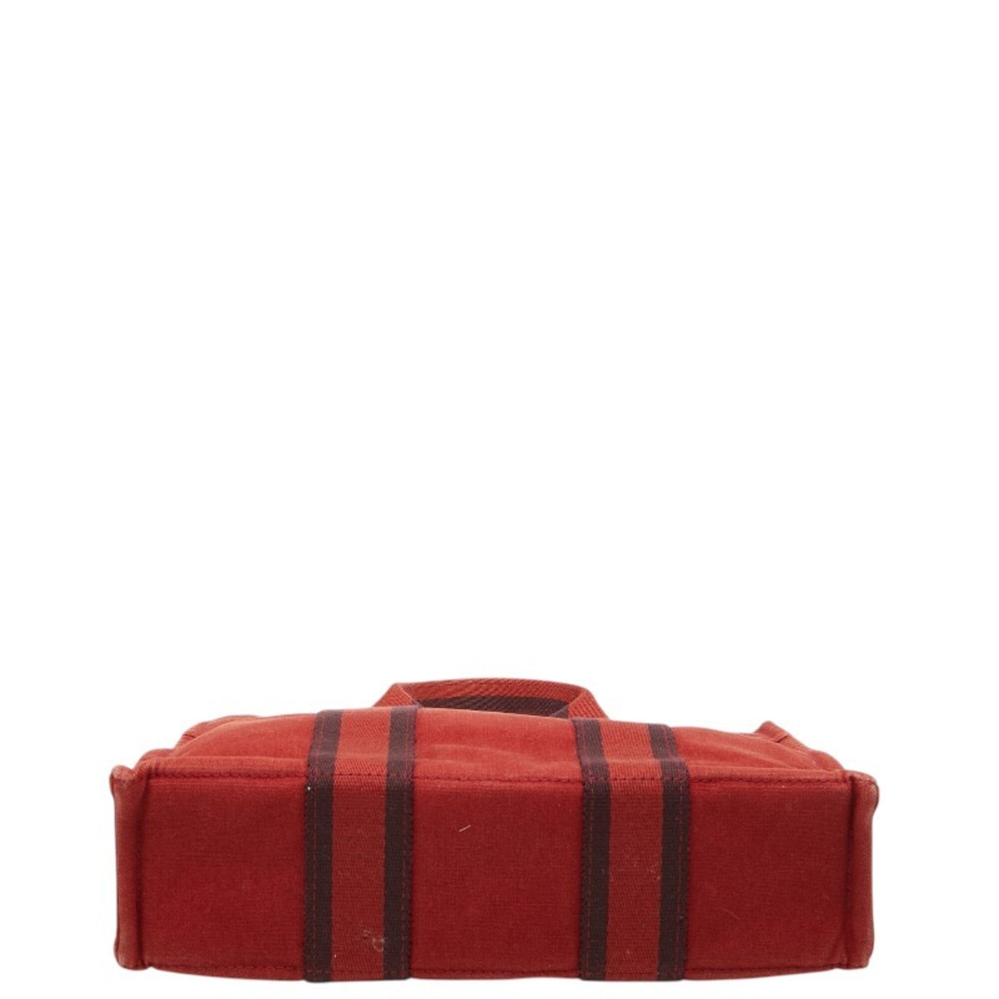 Hermes Red Color Canvas Handbag Tote Bag (Pre-Owned)