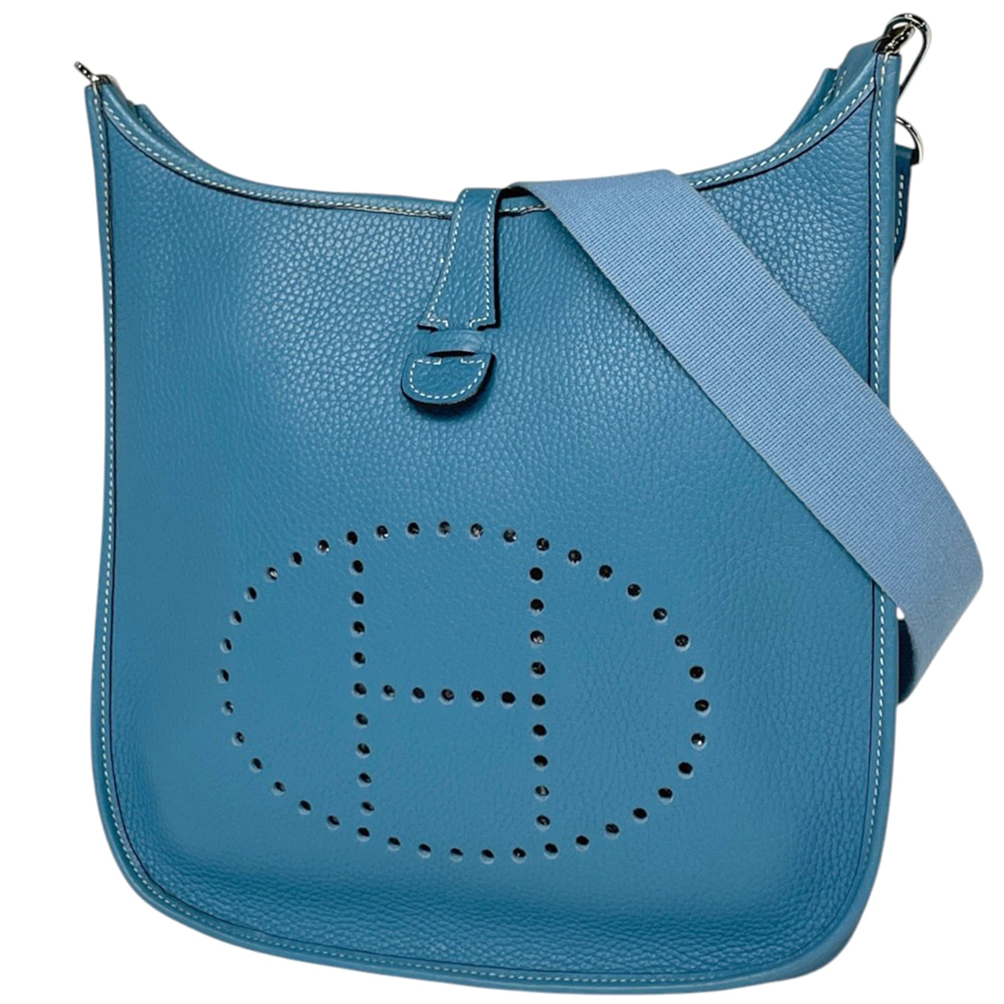 Hermes Evelyne Blue Jean Taurillon Clemence Leather Shoulder Bag (Pre-Owned)