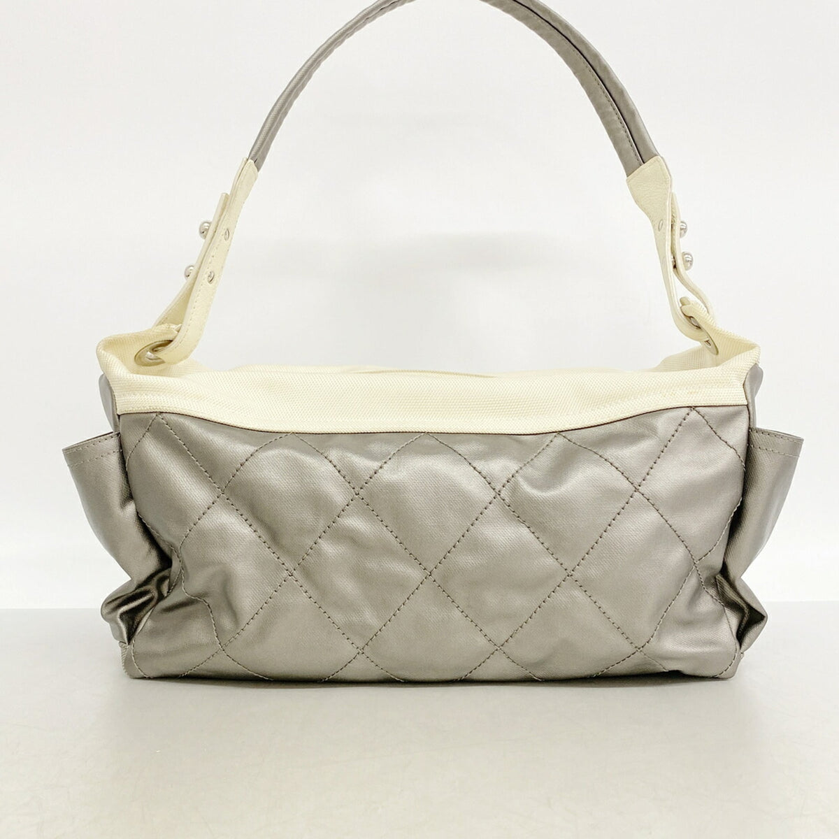 Chanel Gray Canvas Shoulder Bag (Pre-Owned)