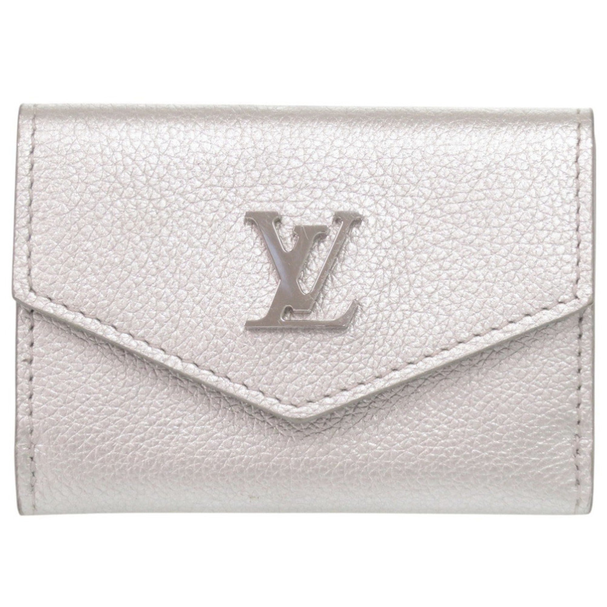 Louis Vuitton Silver Leather Wallet (Tri-Fold) (Pre-Owned)