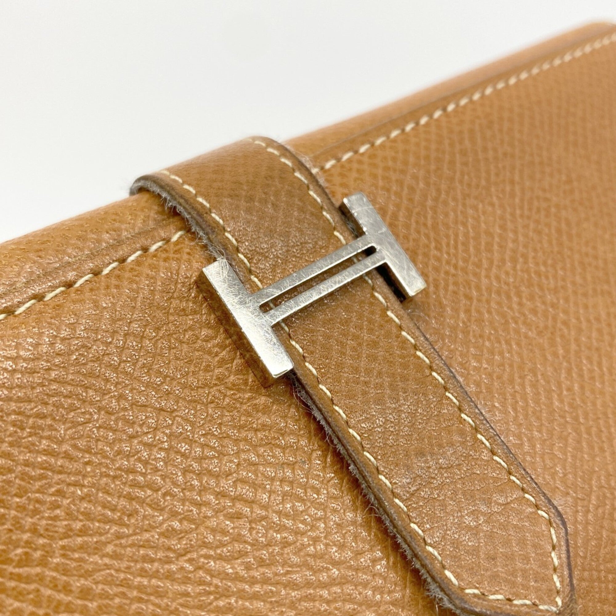 Hermes Gold Leather Long Wallet (Tri-Fold) (Pre-Owned)
