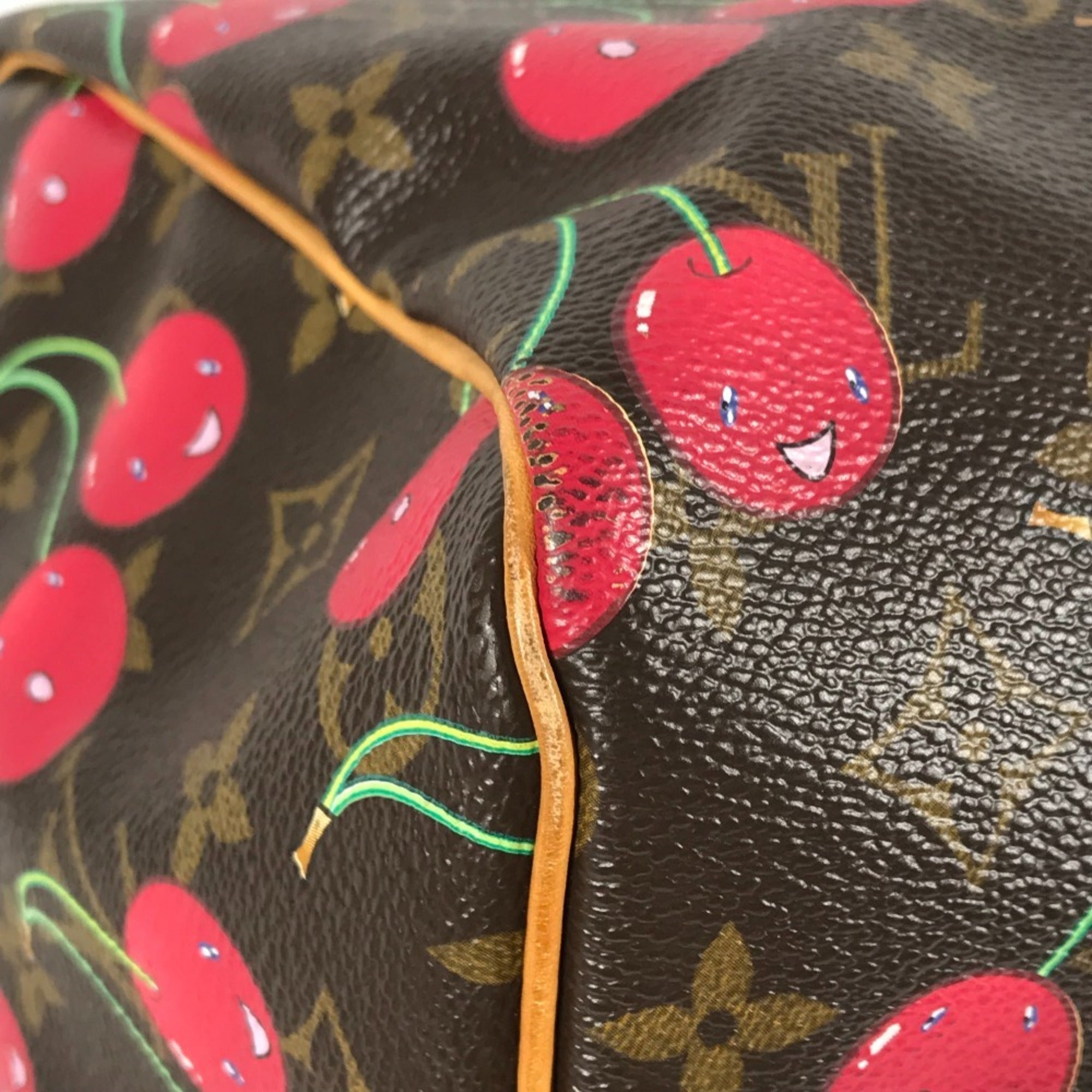 Louis Vuitton Brown Red Color Monogram Cherry Blossom Canvas Boston Bag (Pre-Owned)