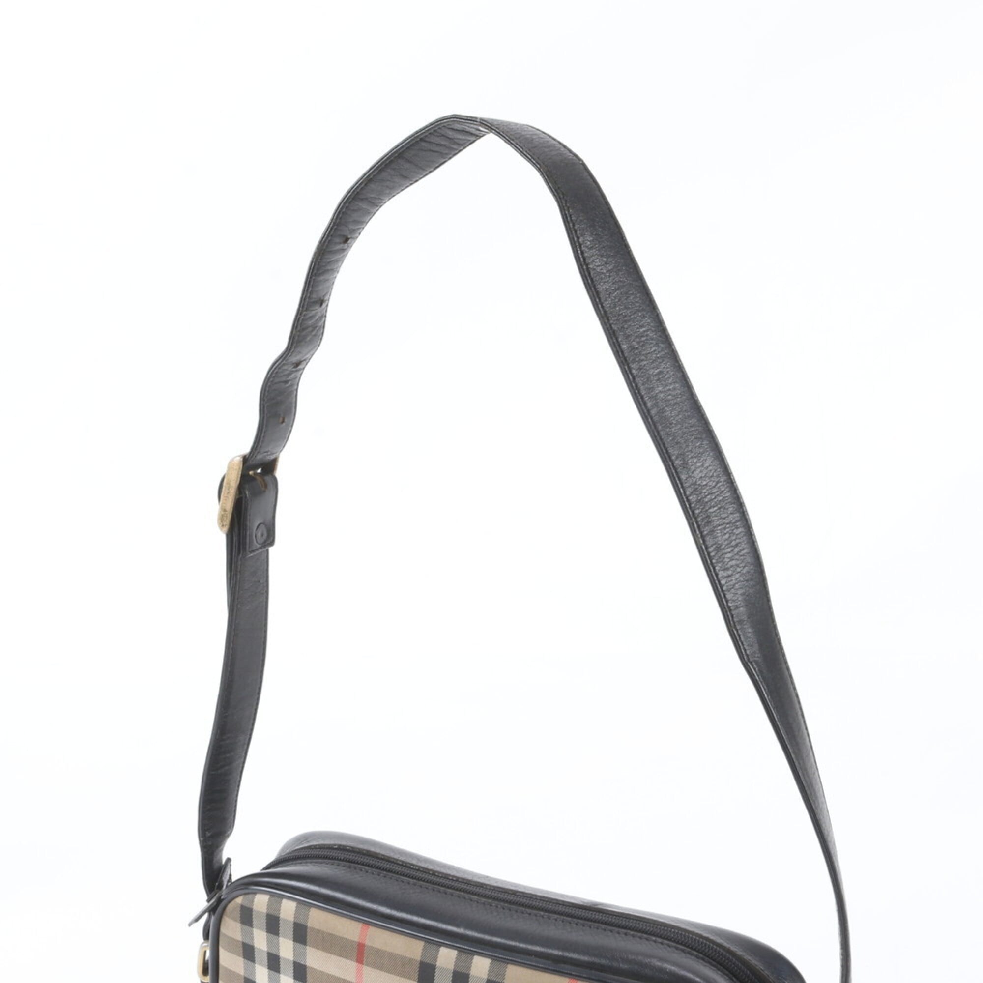 Burberry Beige Brown Leather Canvas Crossbody Bag Shoulder Bag Tote Bag (Pre-Owned)