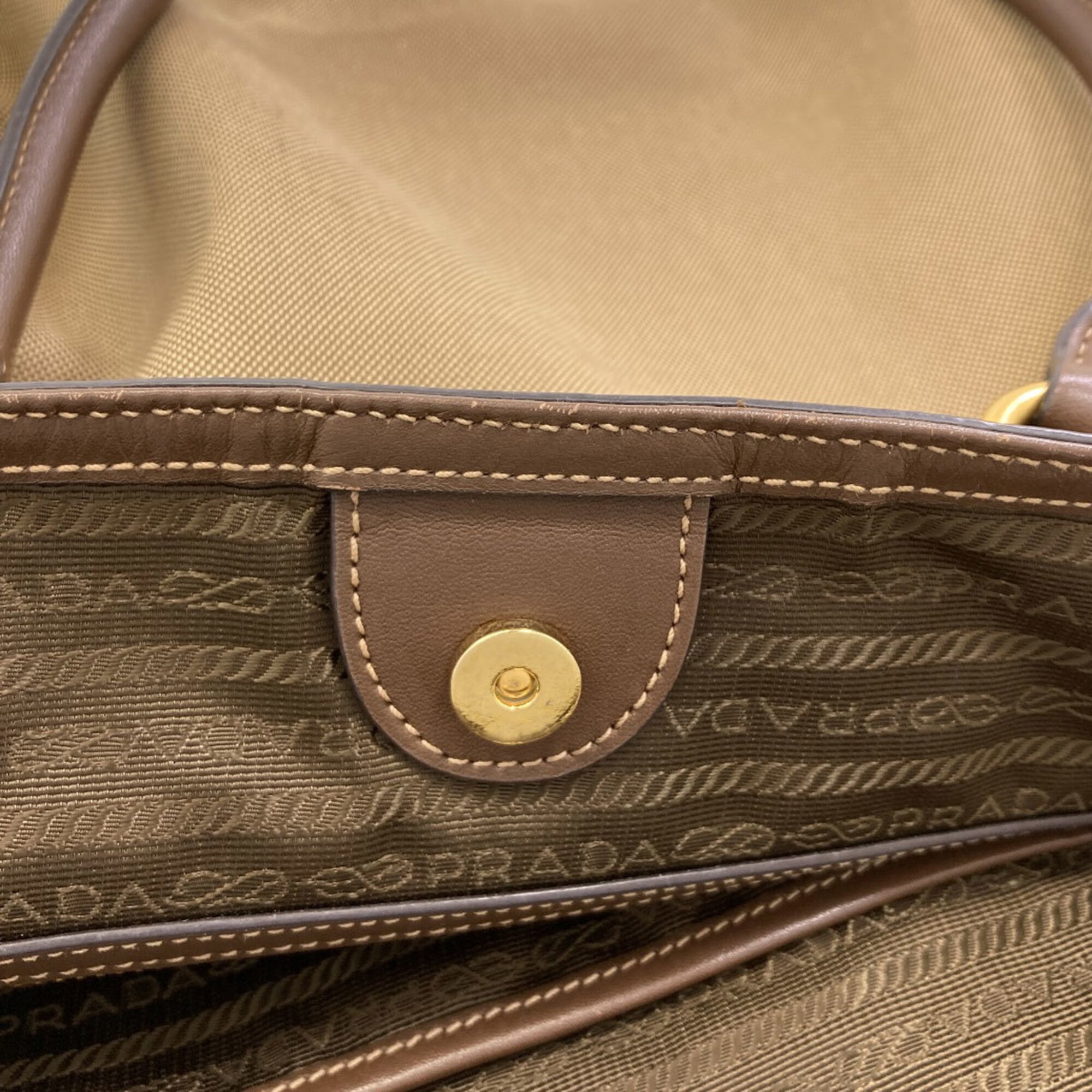 Prada Brown Canvas Leather Tote Bag (Pre-Owned)