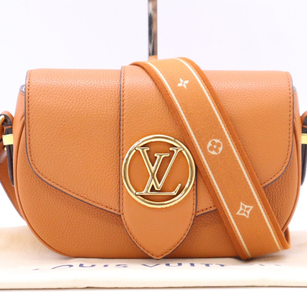Louis Vuitton Brown Caramel Cream Leather Shoulder Bag (Pre-Owned)