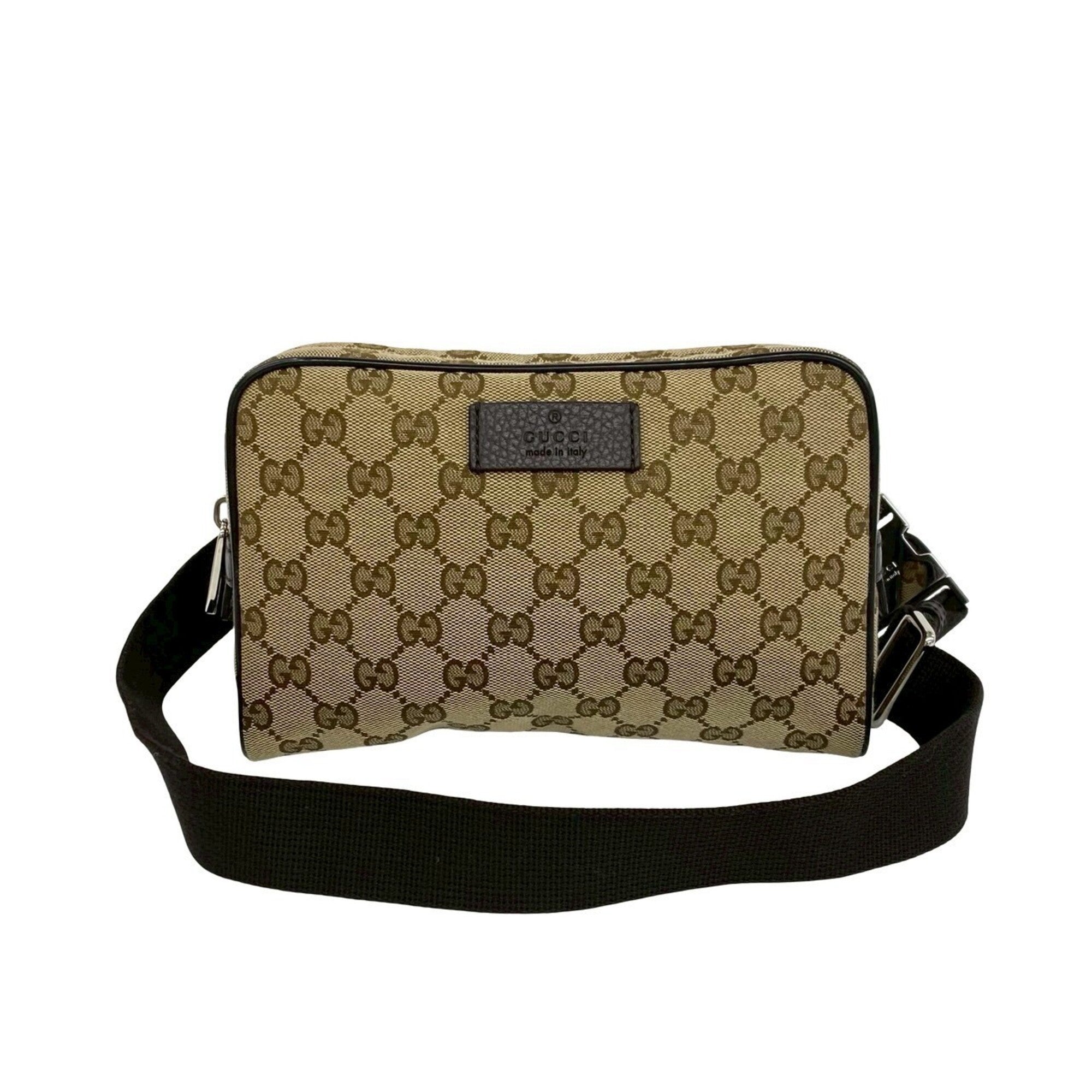 Gucci Brown Canvas Leather Pochette Pouch Sling Bag (Pre-Owned)