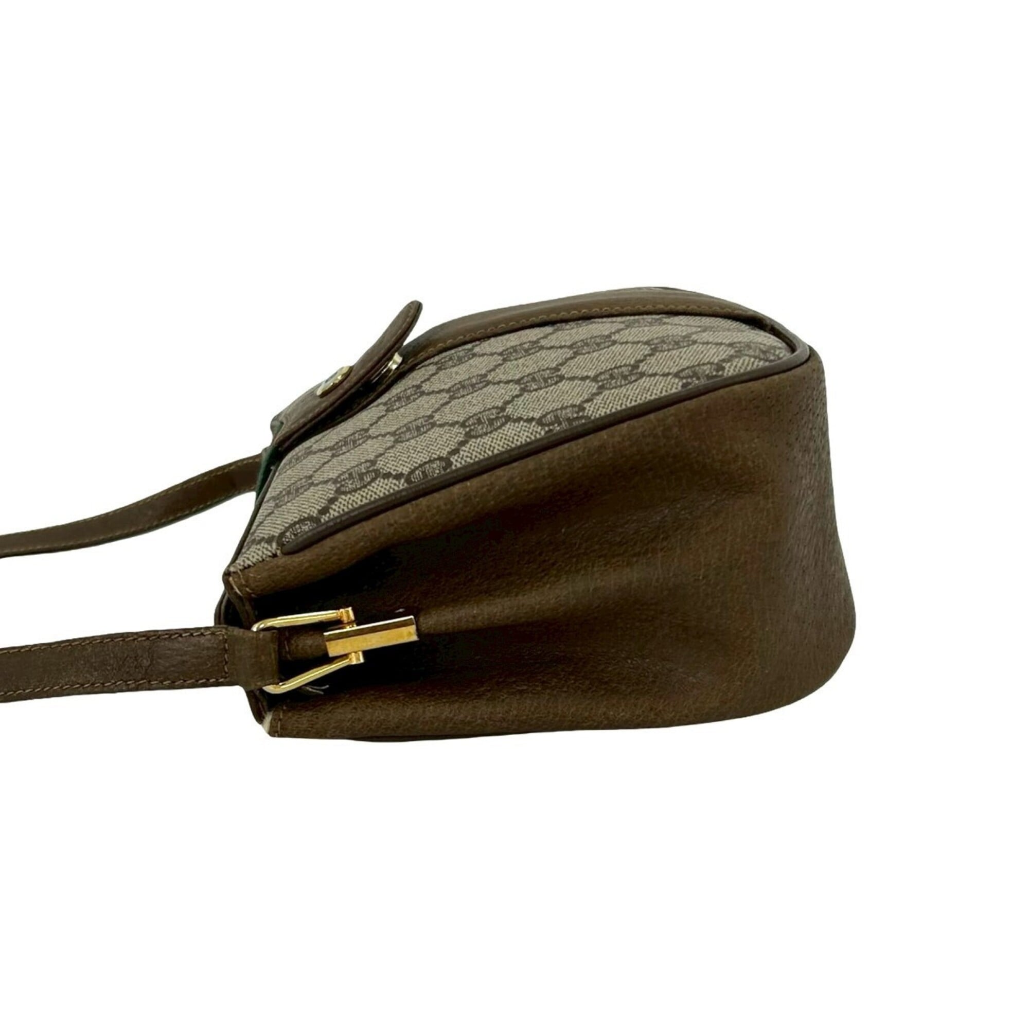 Gucci Brown Green Red Color Leather Pvc Shoulder Bag (Pre-Owned)