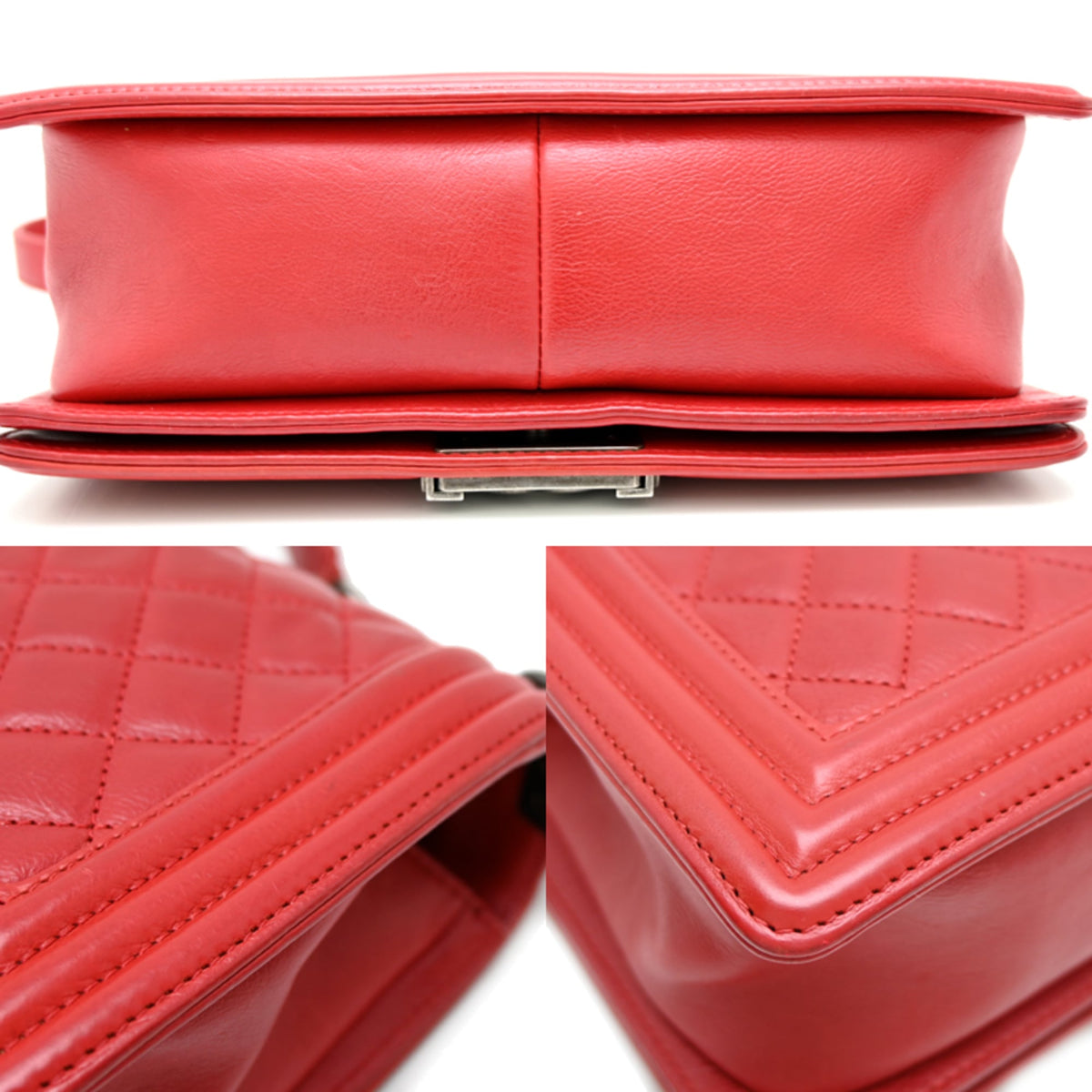 Chanel Boy Chanel Red Color Leather Shoulder Bag (Pre-Owned)