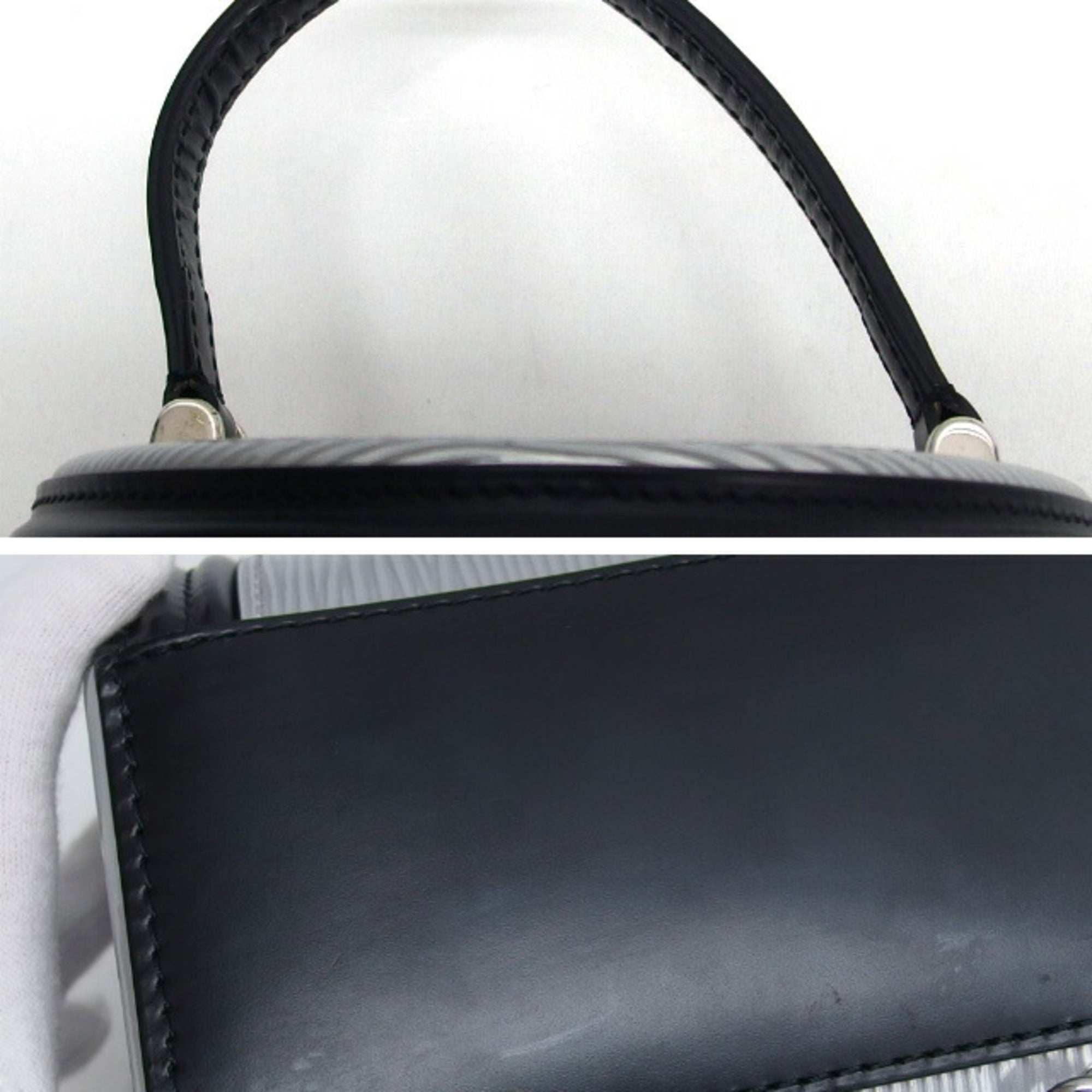 Louis Vuitton Noir Silver Epi Leather Leather Handbag Shoulder Bag Vanity Bag (Pre-Owned)