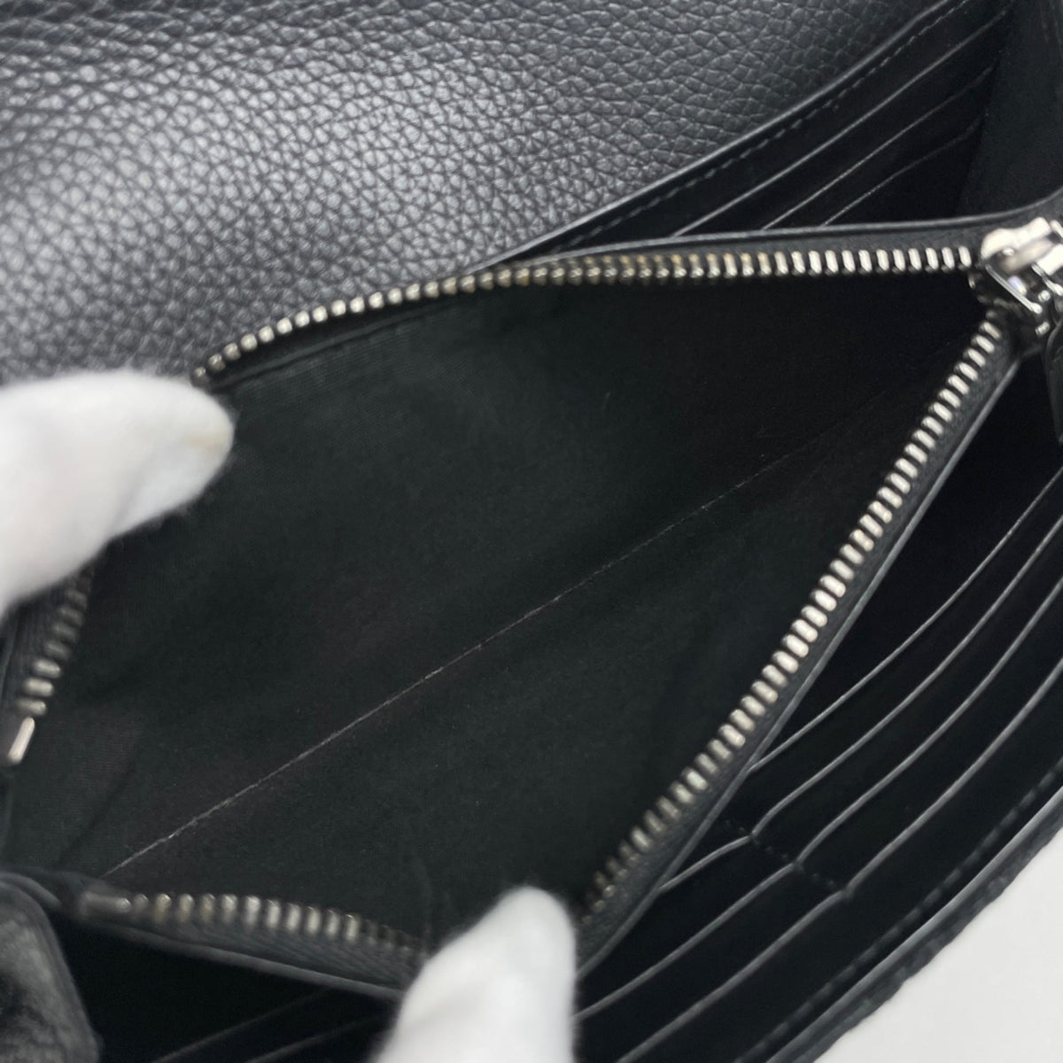 Christian Dior Black Cotton Leather Fabric Long Wallet (Bi-Fold) (Pre-Owned)