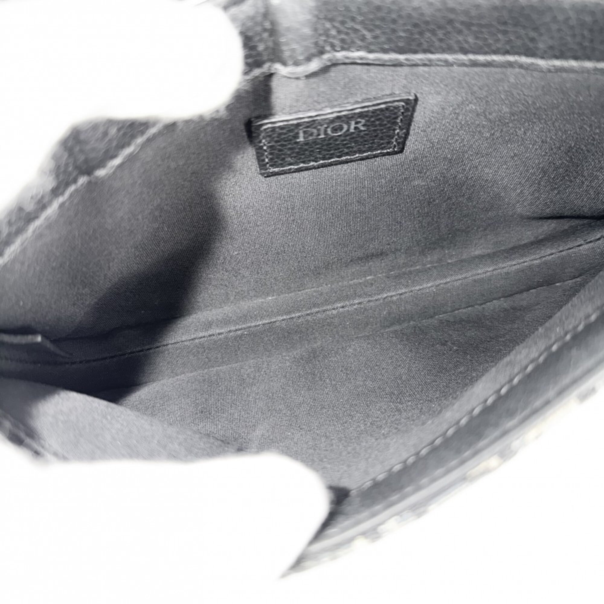 Christian Dior Beige Black White Leather Canvas Messenger Bag Saddle Bag Shoulder Bag (Pre-Owned)