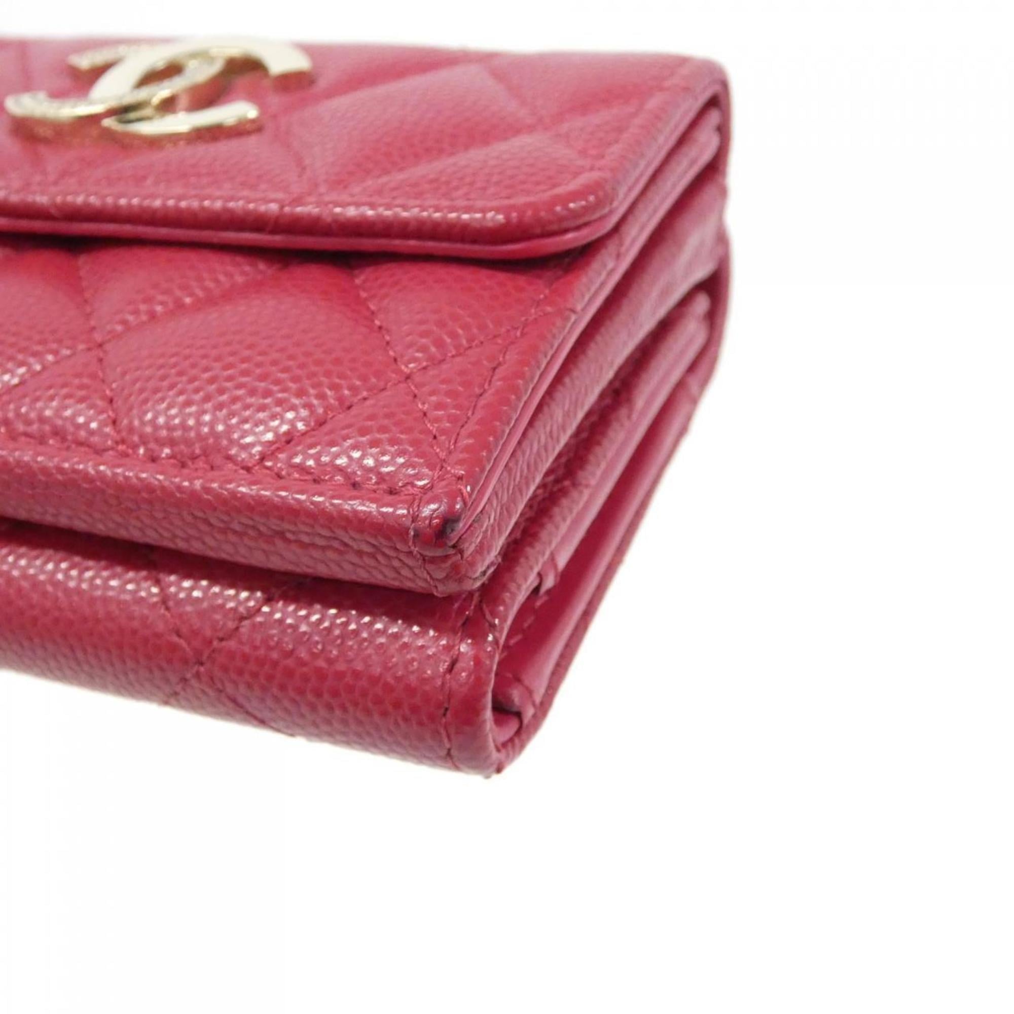 Chanel Pink Grained Calfskin Wallet (Bi-Fold) (Pre-Owned)