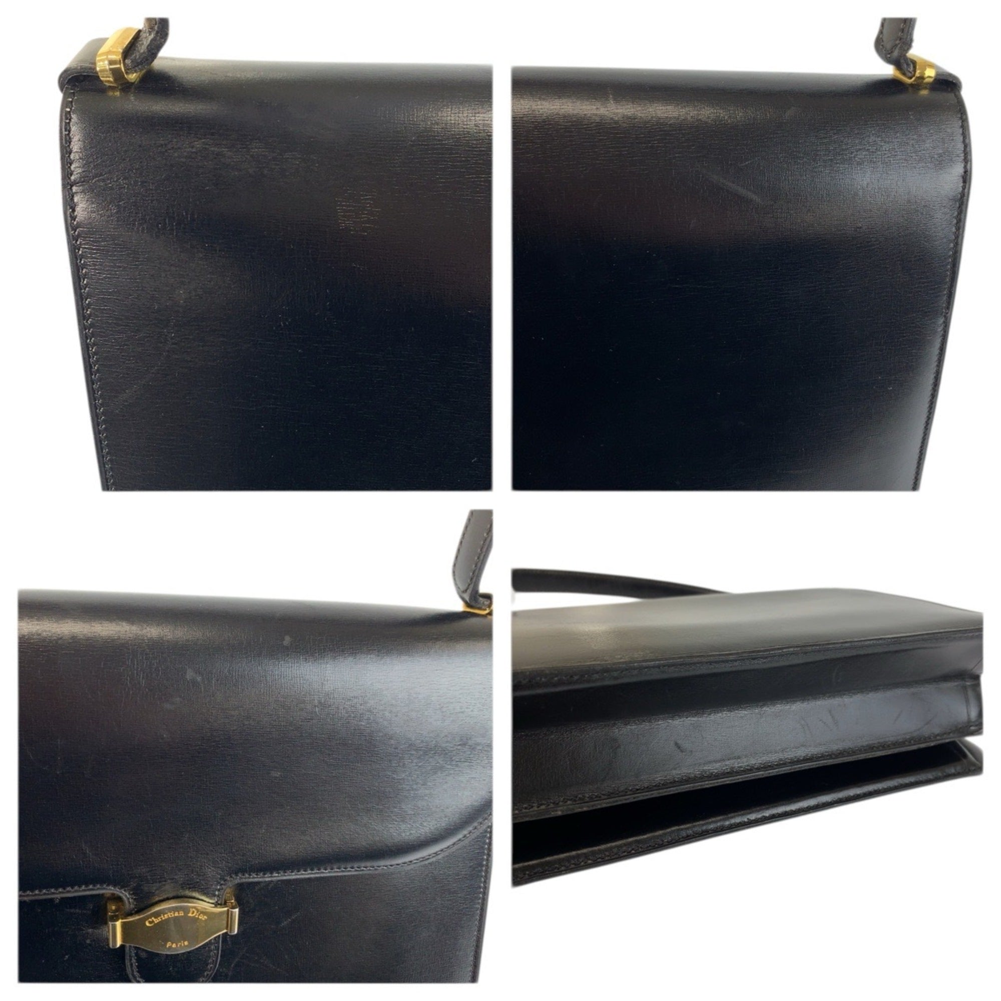 Christian Dior Black Leather Handbag Shoulder Bag (Pre-Owned)