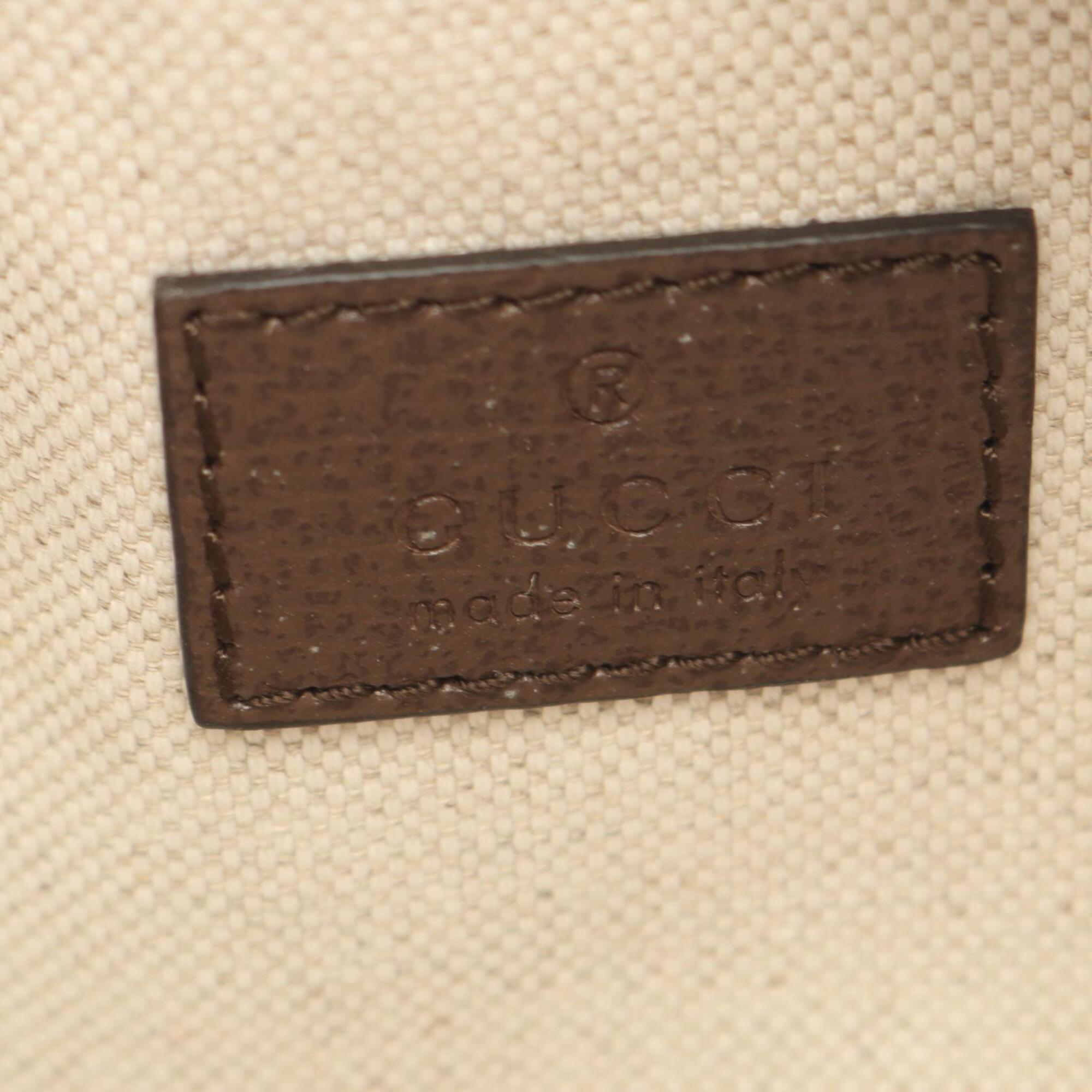Gucci Beige Brown Coated Canvas Leather Shoulder Bag (Pre-Owned)