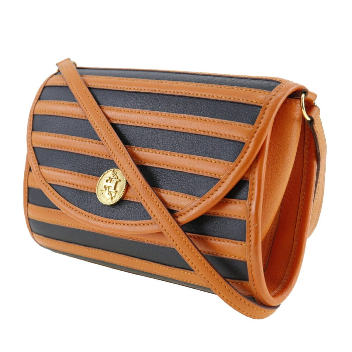Hermes Black Orange Leather Shoulder Bag (Pre-Owned)
