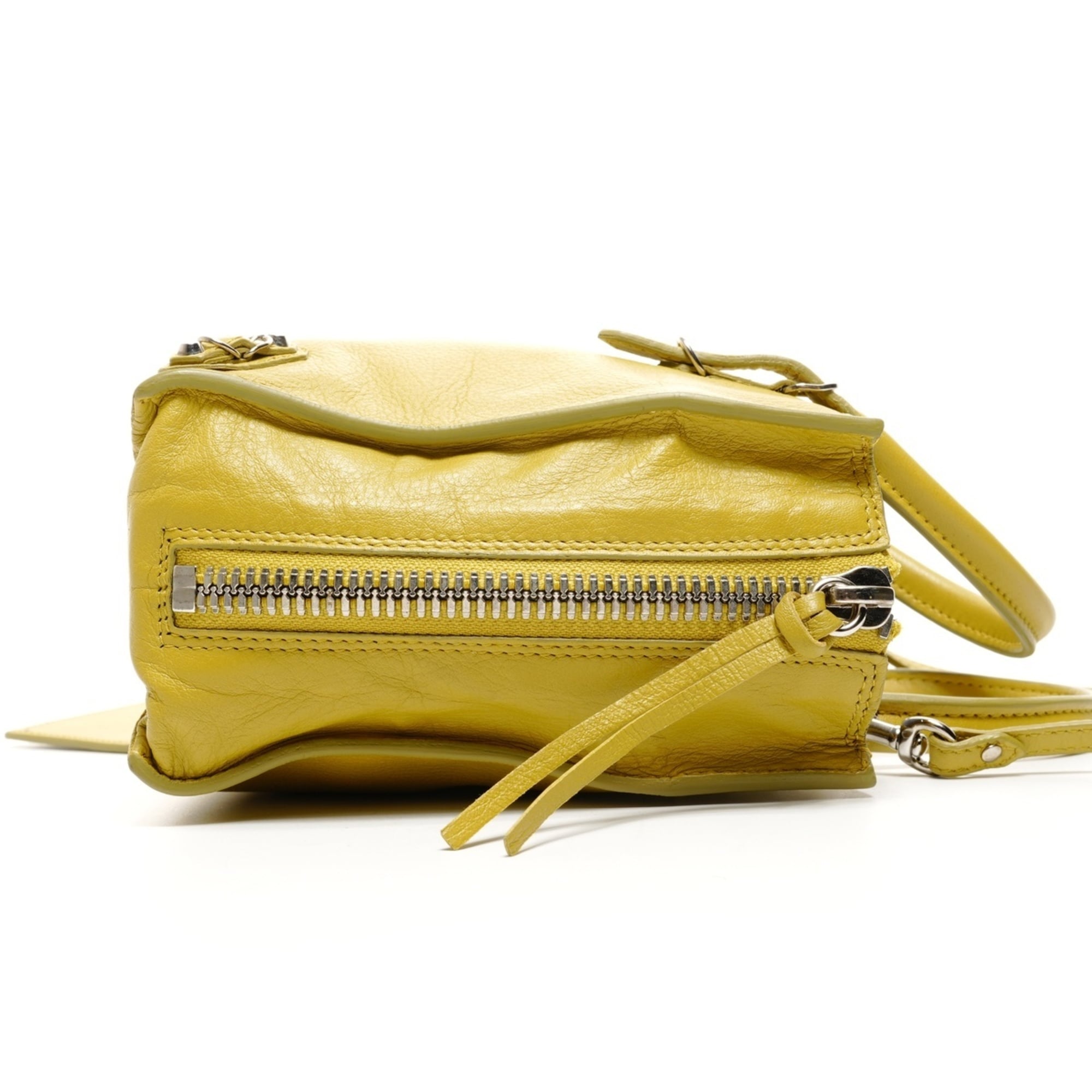 Balenciaga Paper Yellow Leather Shoulder Bag (Pre-Owned)