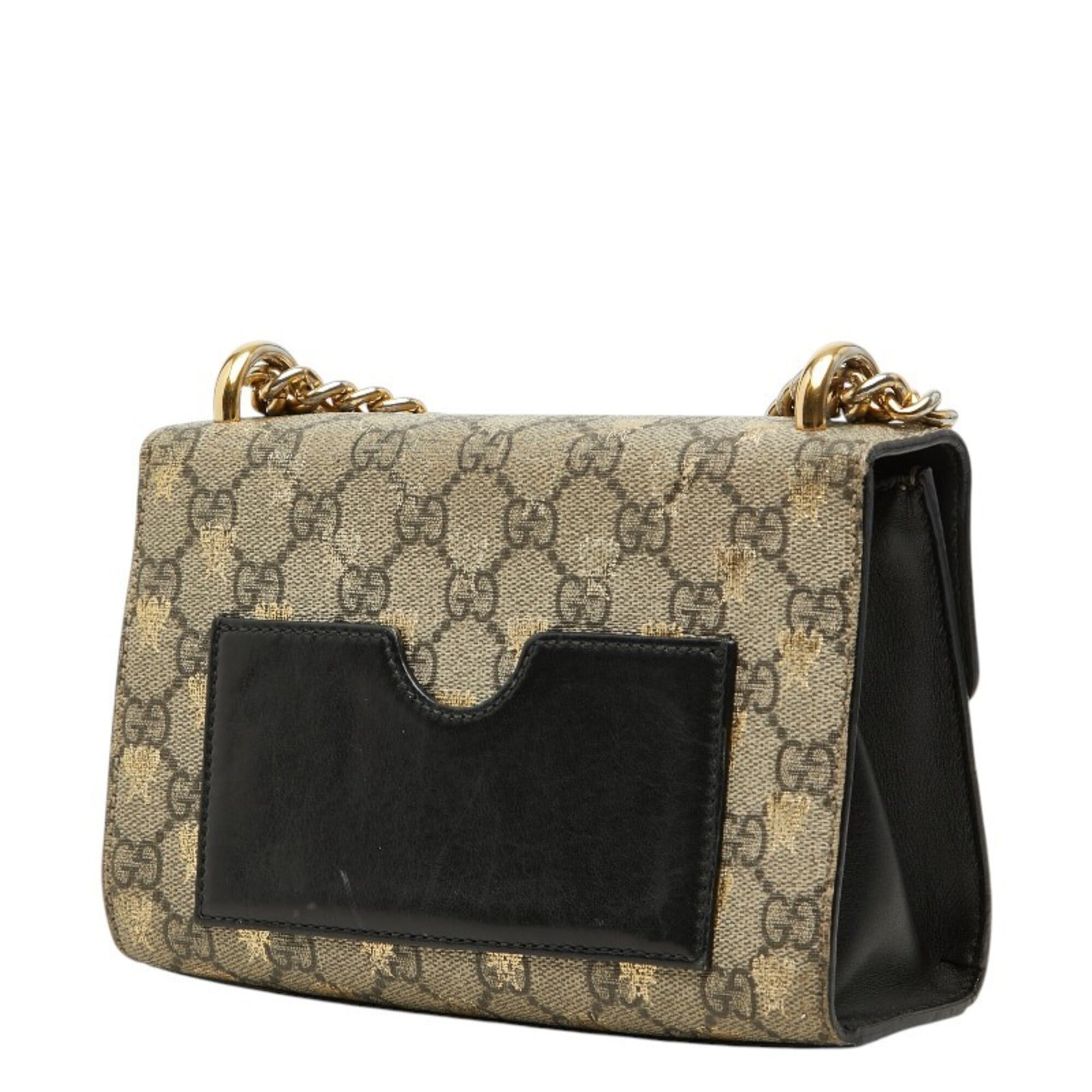 Gucci Black Gold Leather Shoulder Bag (Pre-Owned)