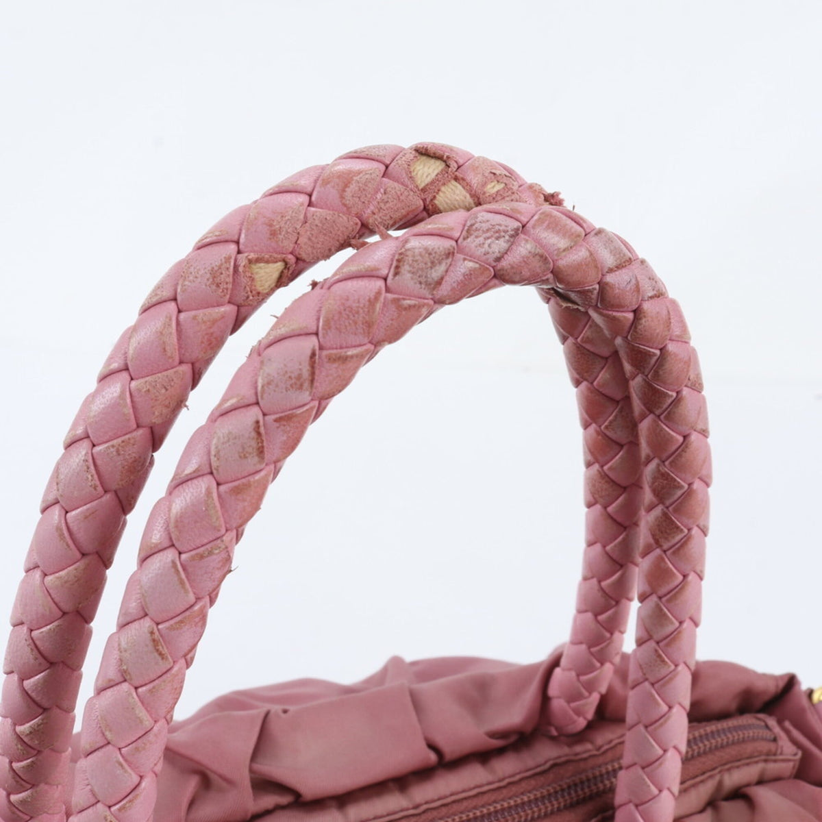 Prada Pink Leather Nylon Handbag Shoulder Bag (Pre-Owned)