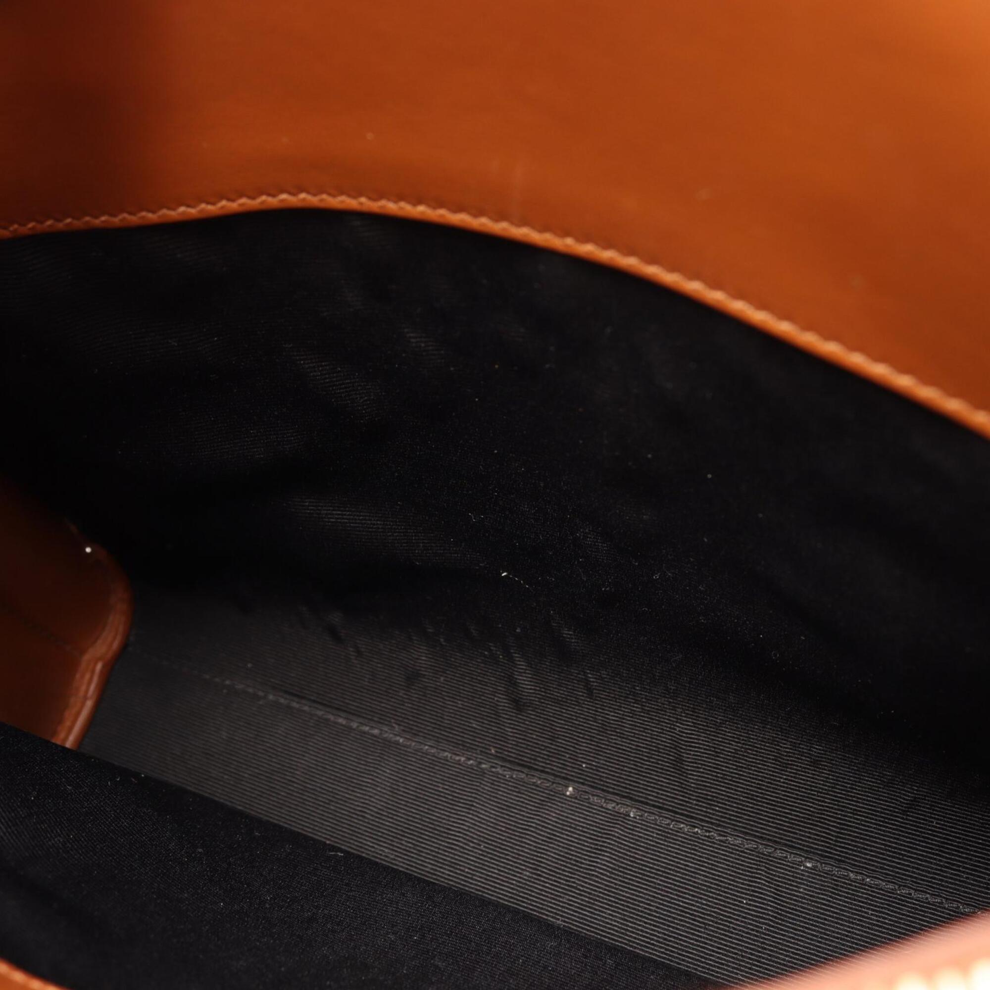 Saint Laurent Brown Ivory Canvas Leather Handbag (Pre-Owned)
