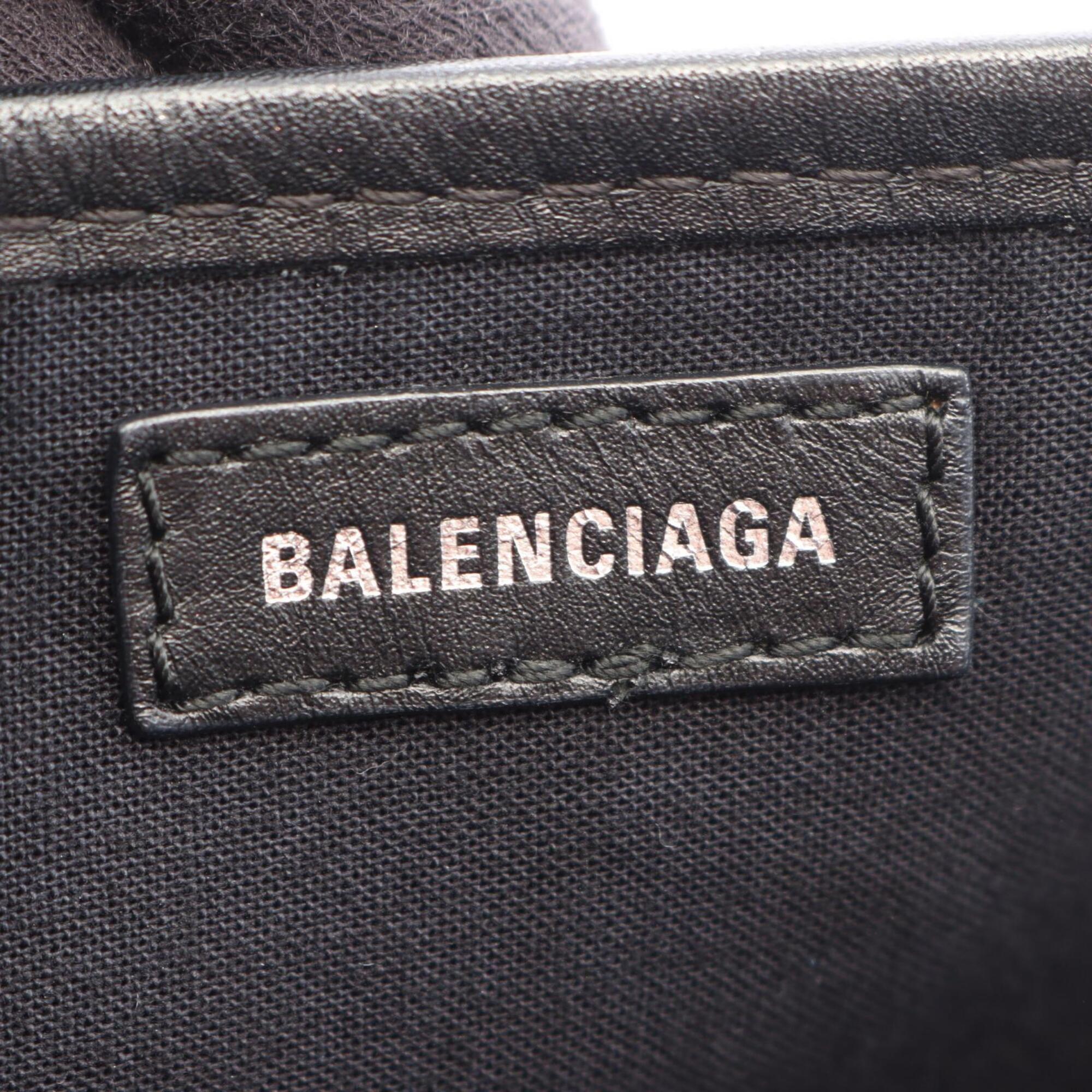 Balenciaga Black Canvas Leather Handbag Pouch Tote Bag (Pre-Owned)