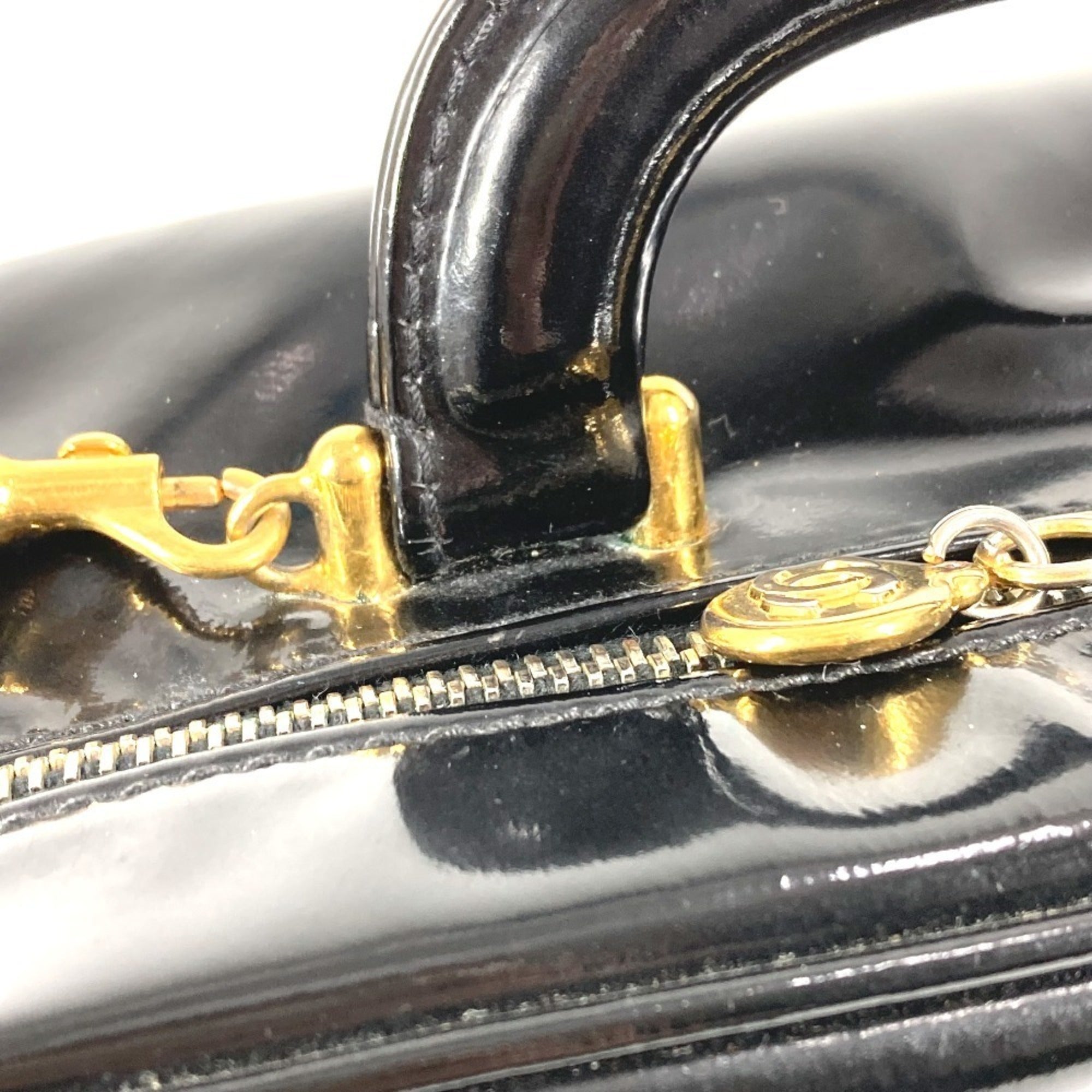 Chanel Black Leather Handbag Shoulder Bag Vanity Bag (Pre-Owned)