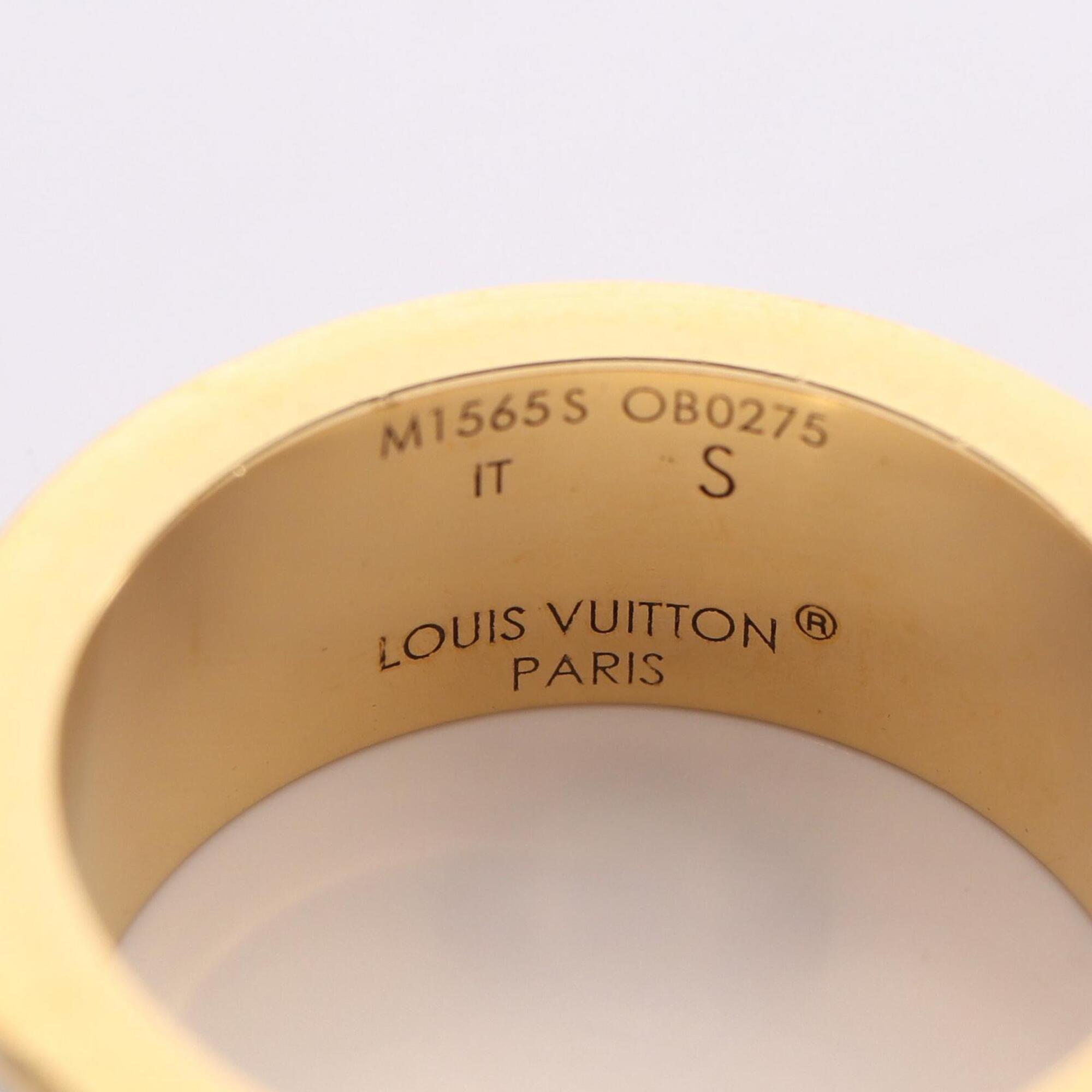 Louis Vuitton Gold Ivory Enamel Gold Plating Band Ring (Pre-Owned)