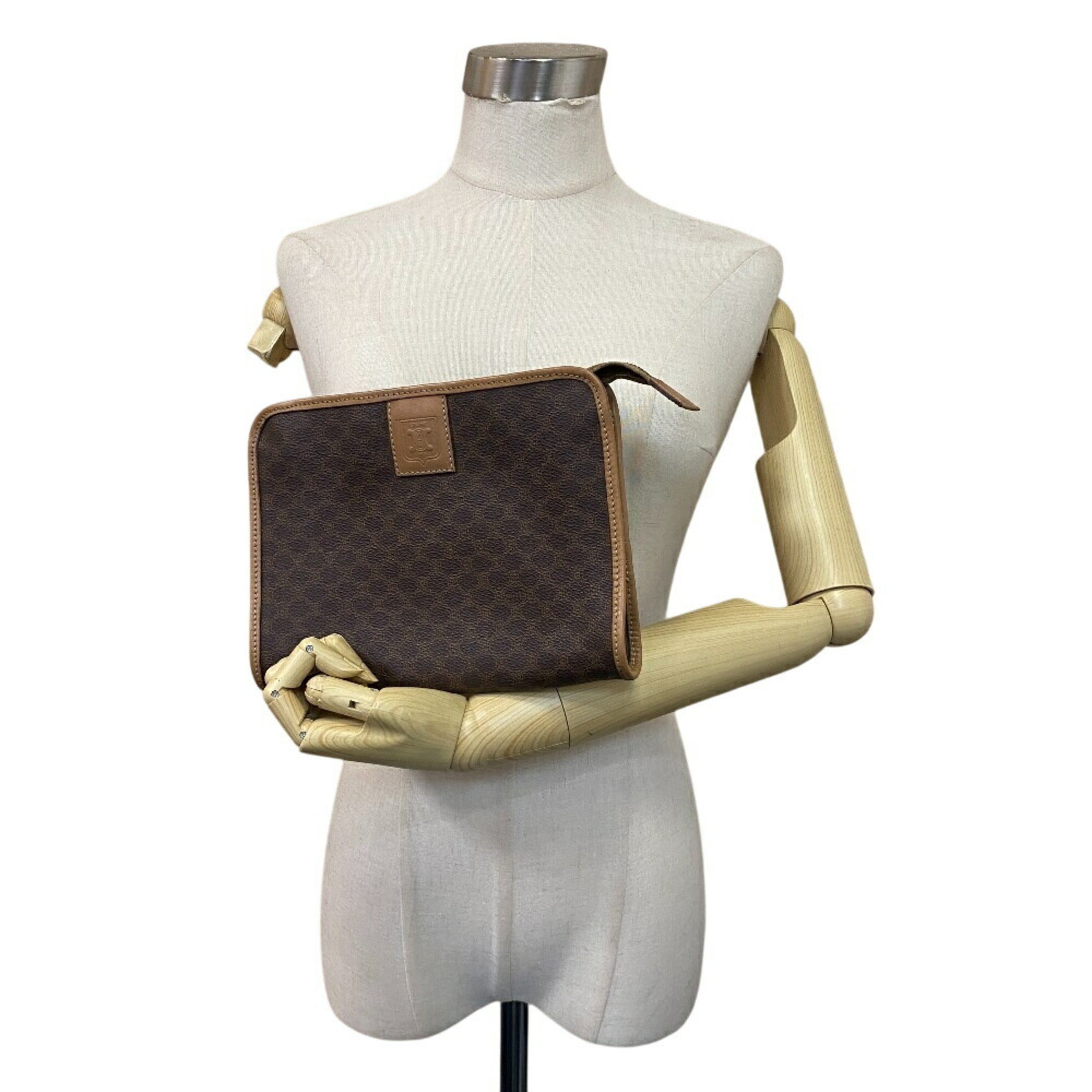 Celine Macadam Beige Leather Clutch Bag (Pre-Owned)