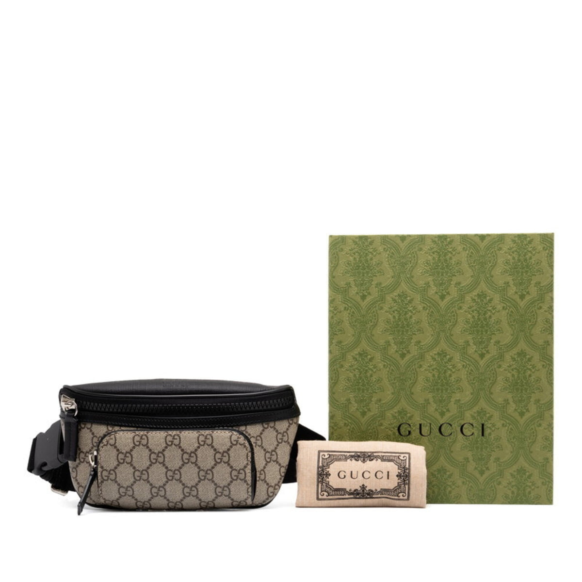 Gucci Beige Black Pvc Leather Fanny Pack Sling Bag (Pre-Owned)