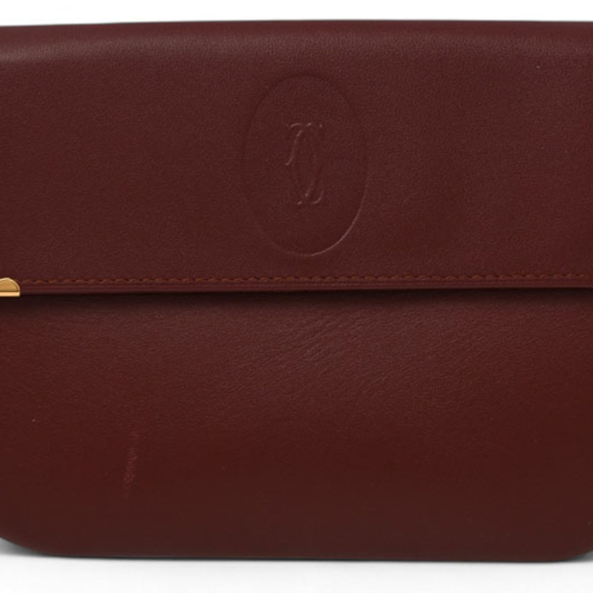 Cartier Bordeaux Leather Coin Purse/Coin Case (Pre-Owned)