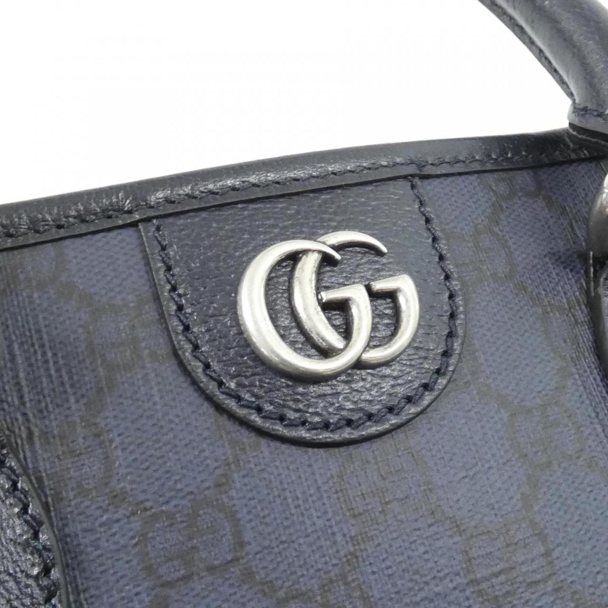 Gucci Black Navy Gg Supreme Canvas Handbag (Pre-Owned)
